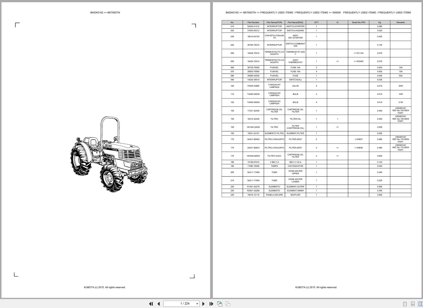 Kubota Tractor M5700DTN Spare Parts Catalog EN PT (1)