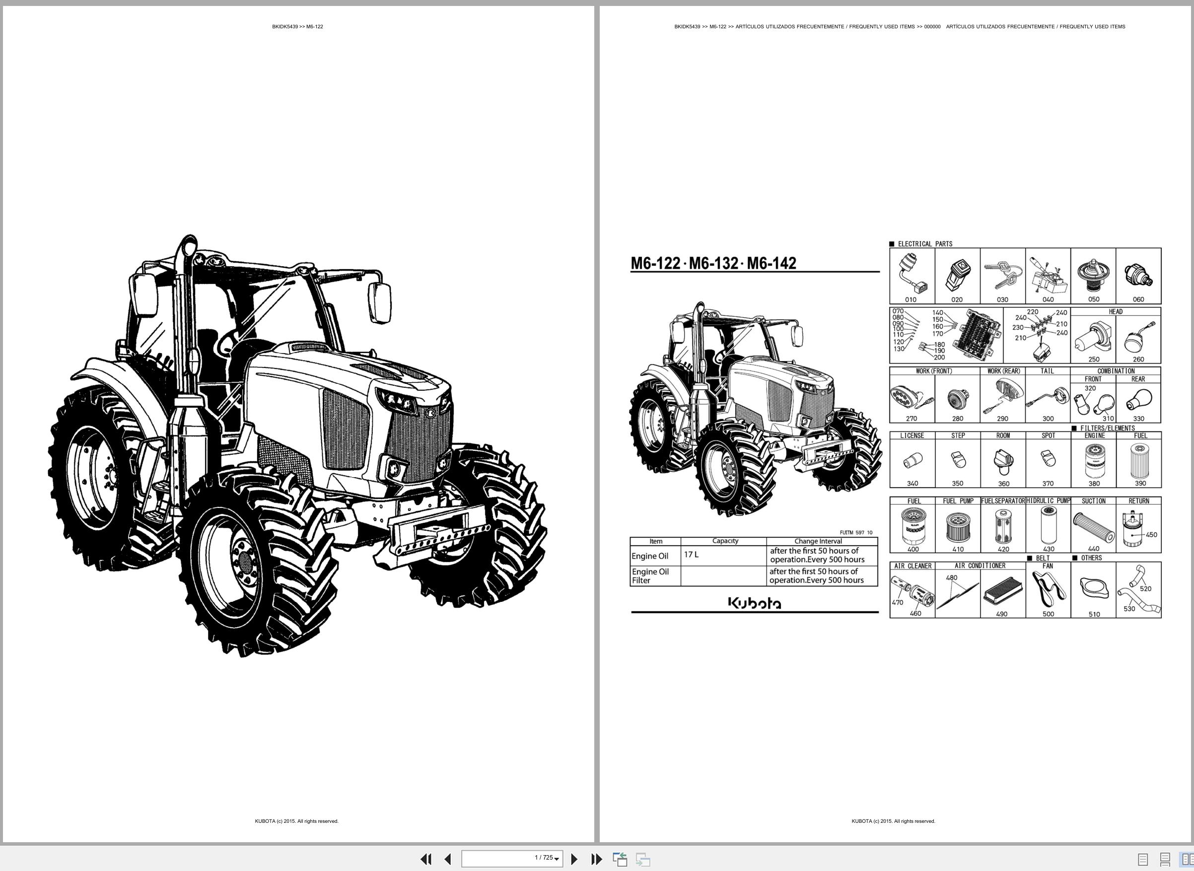 Kubota Tractor M6 122 Spare Parts Catalog EN ES (1)