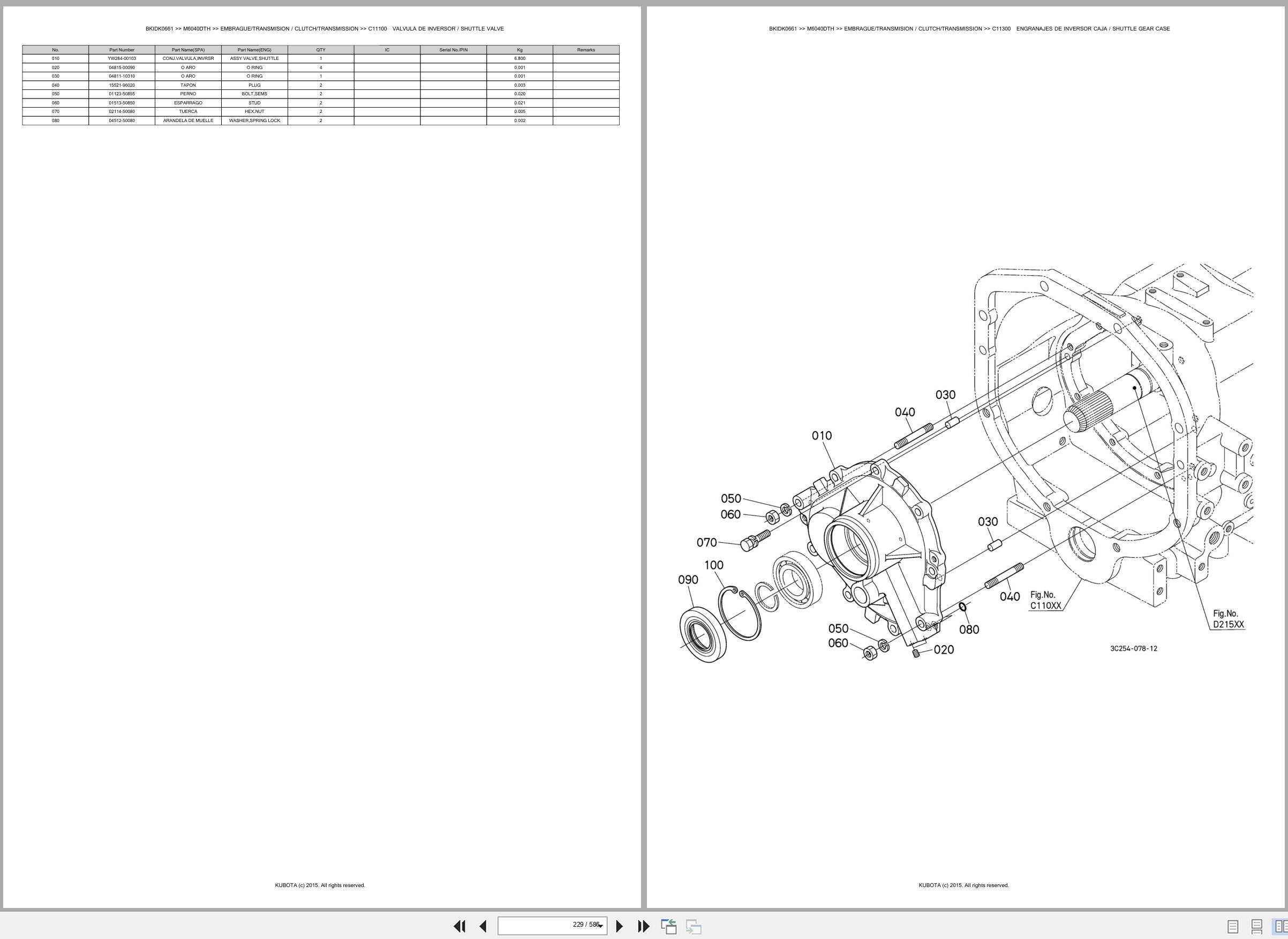 Kubota Tractor M6040DTH Spare Parts Catalog EN ES (2)
