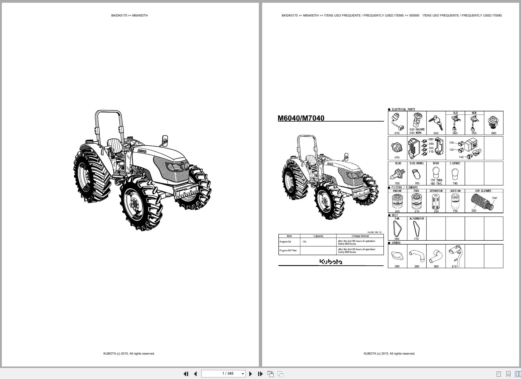 Kubota Tractor M6040DTH Spare Parts Catalog EN PT (1)