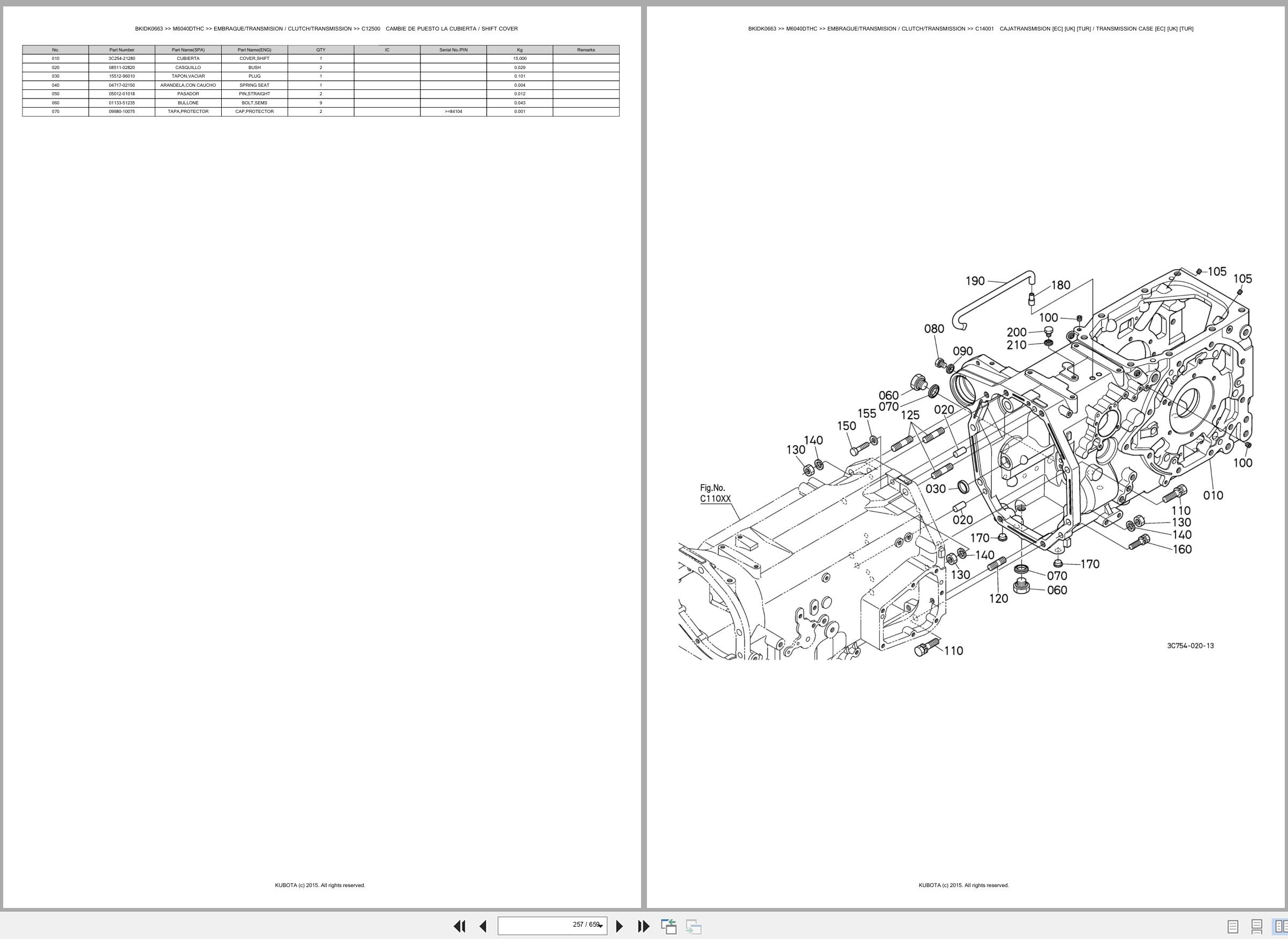 Kubota Tractor M6040DTHC Spare Parts Catalog EN ES (2)