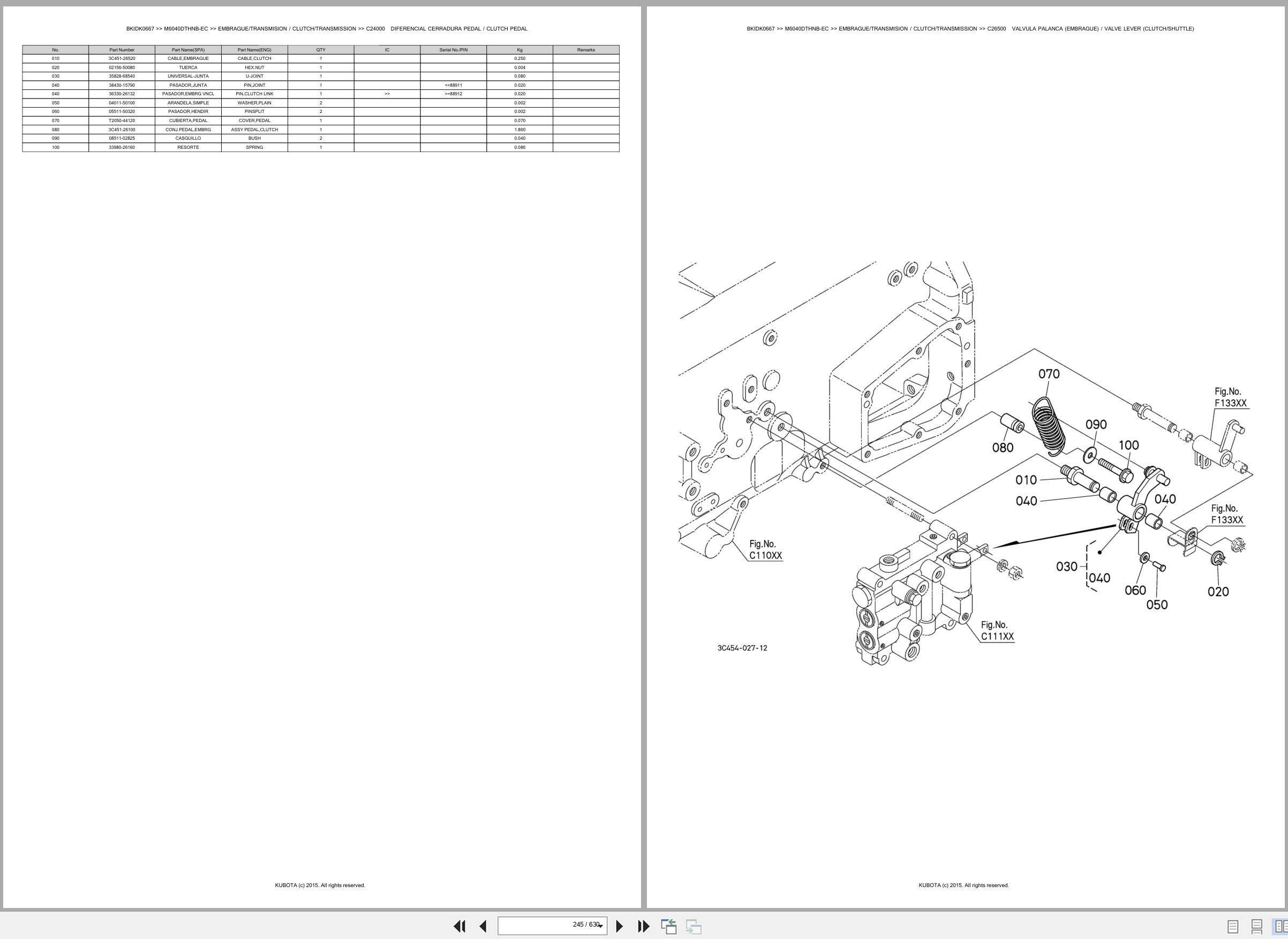Kubota Tractor M6040DTHNB EC Spare Parts Catalog EN ES (2)