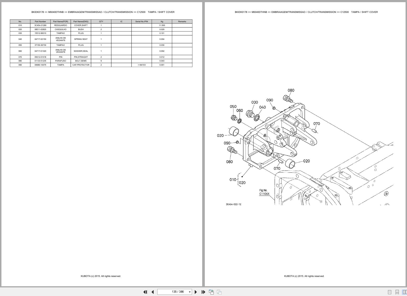 Kubota Tractor M6040DTHNB Spare Parts Catalog EN PT (2)