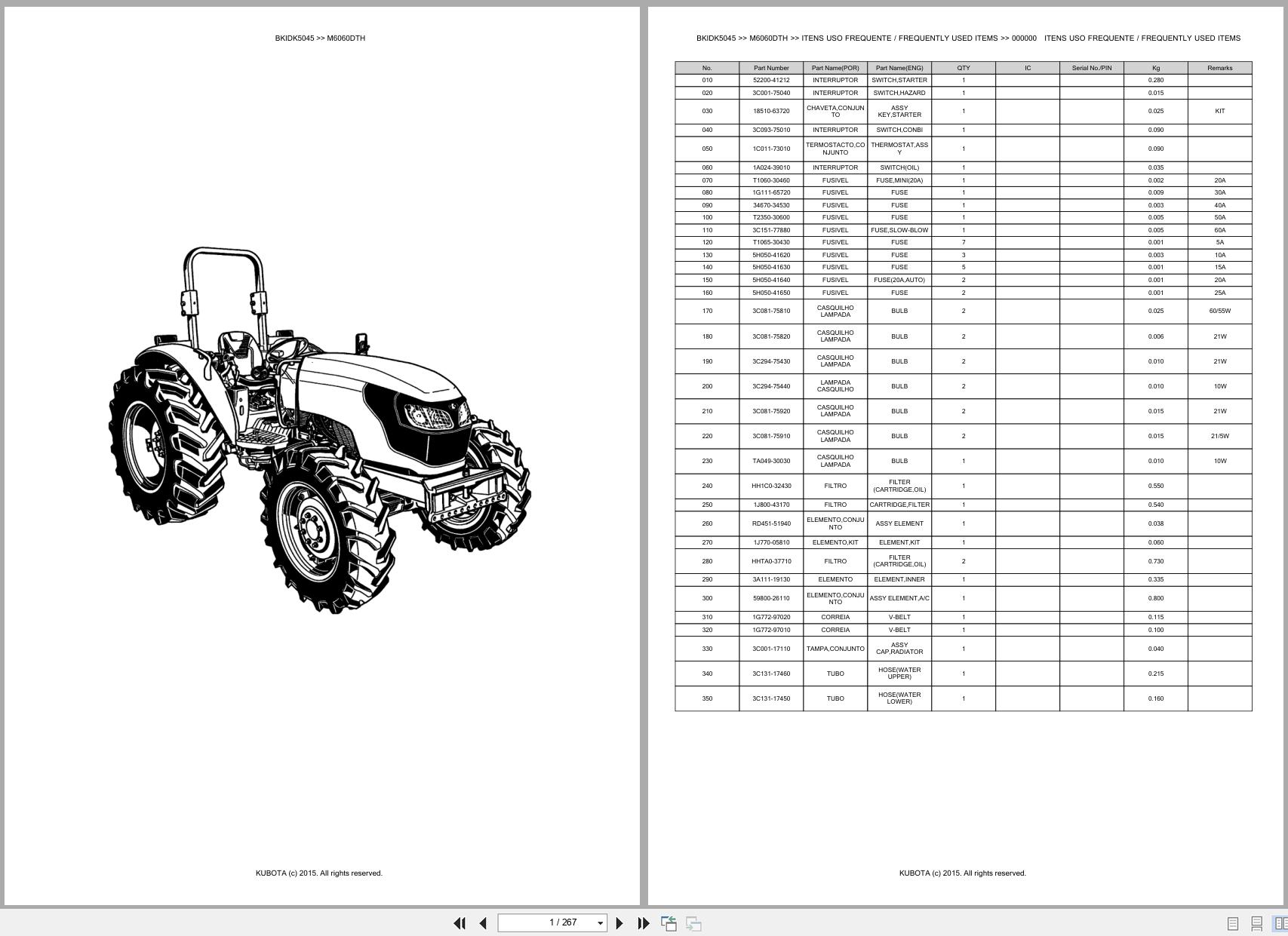 Kubota Tractor M6060DTH Spare Parts Catalog EN PT (1)