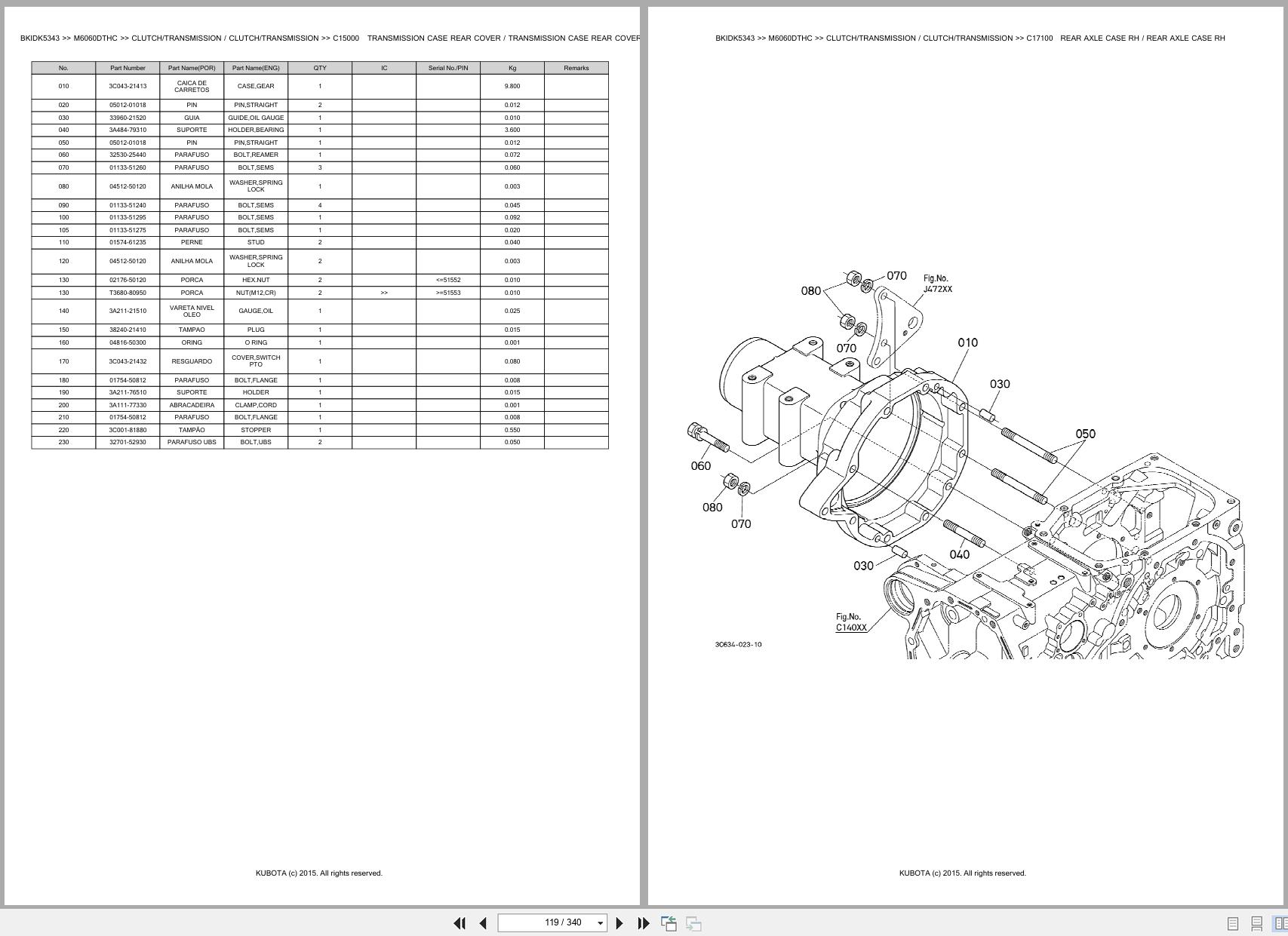 Kubota Tractor M6060DTHC Spare Parts Catalog EN PT (2)