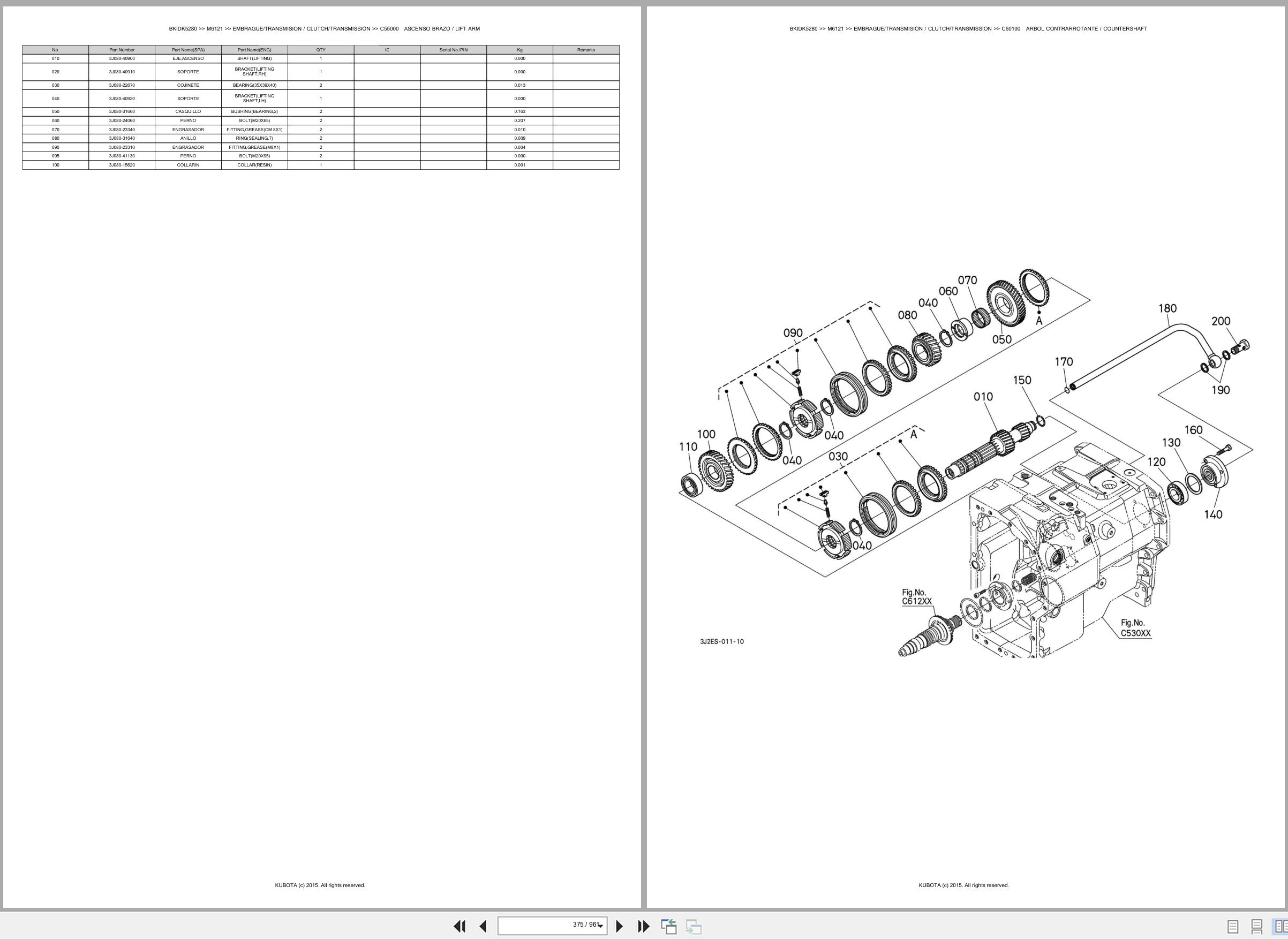 Kubota Tractor M6121 Spare Parts Catalog EN ES (2)