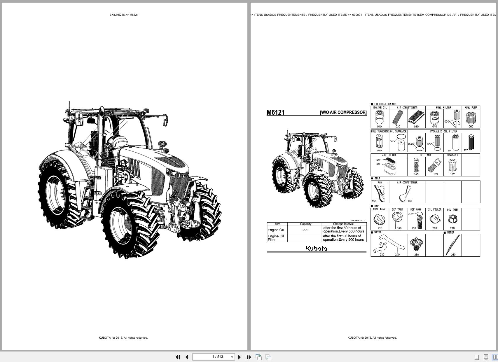 Kubota Tractor M6121 Spare Parts Catalog EN PT (1)