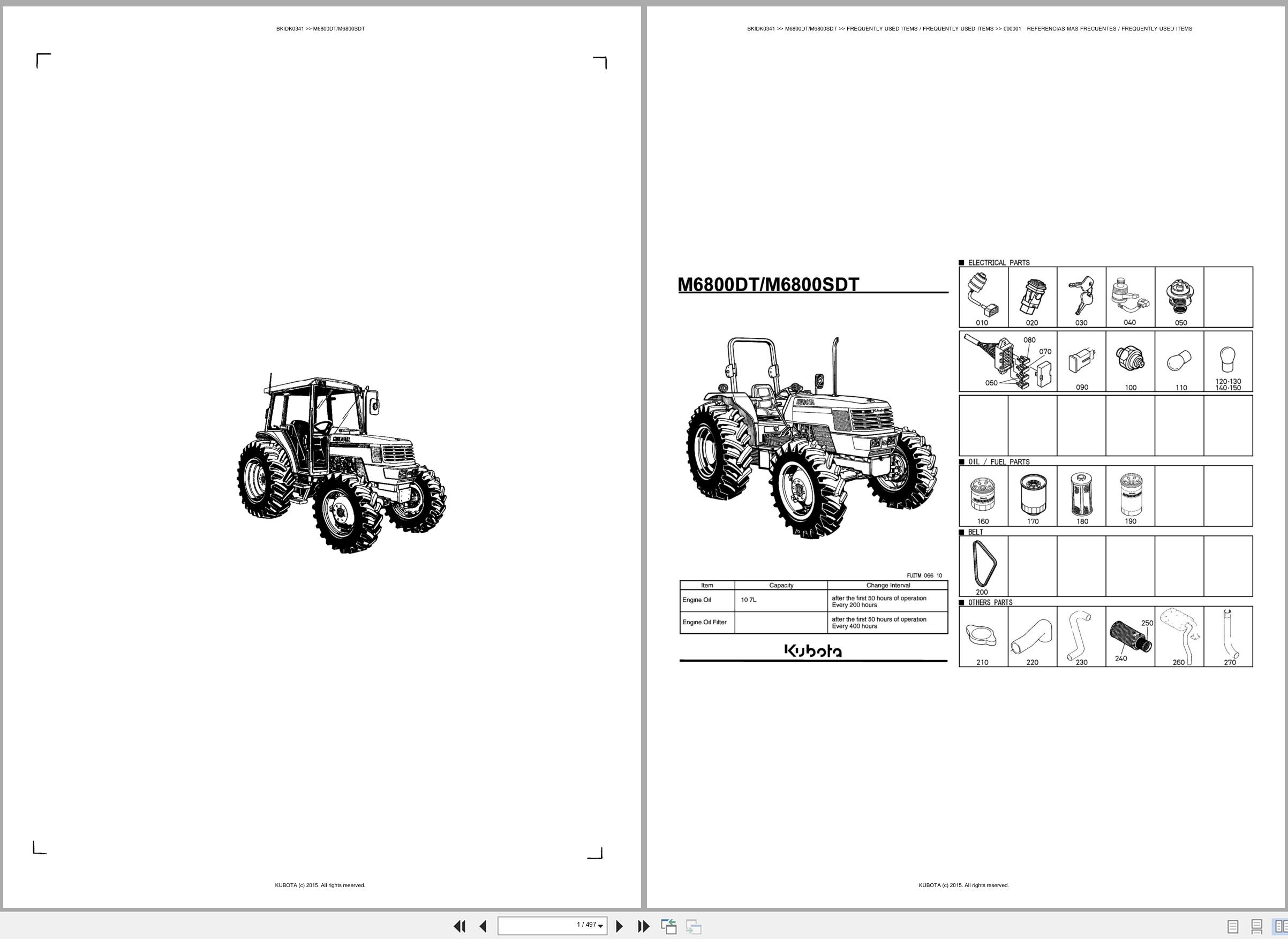 Kubota Tractor M6800DT M6800SDT Spare Parts Catalog EN ES (1)