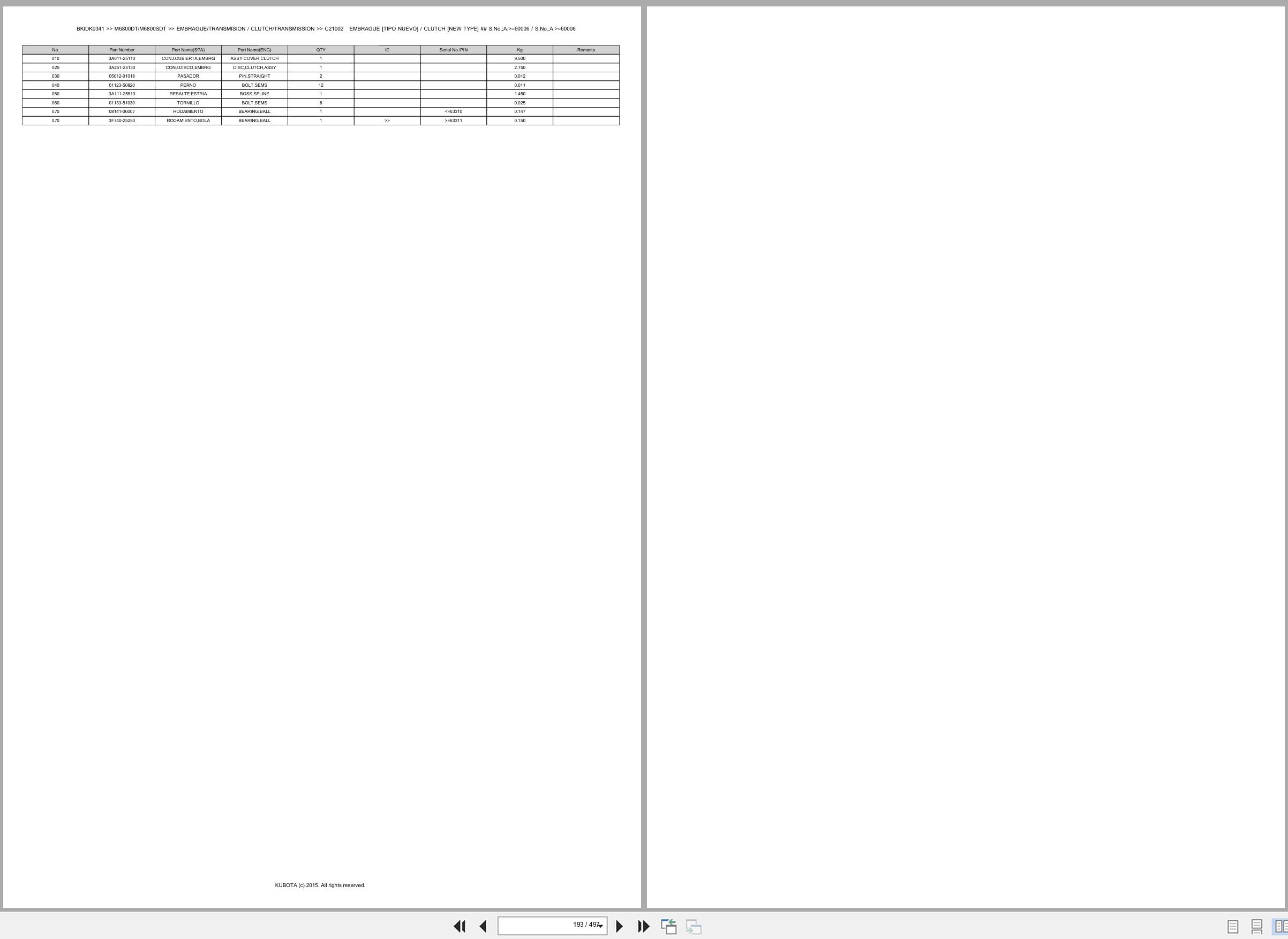 Kubota Tractor M6800DT M6800SDT Spare Parts Catalog EN ES (2)