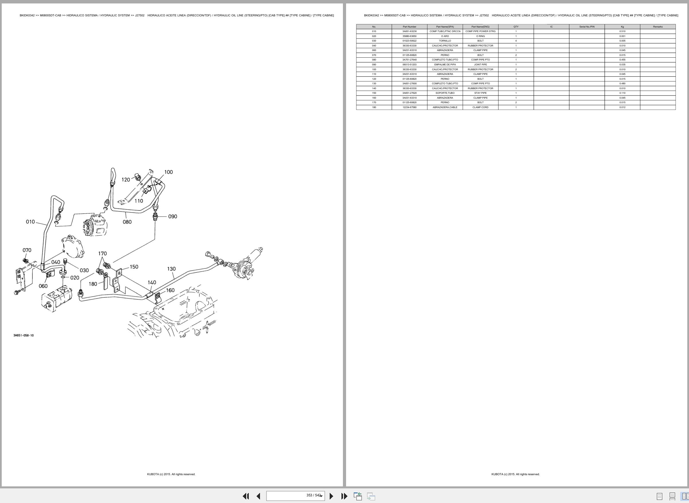 Kubota Tractor M6800SDT CAB Spare Parts Catalog EN ES (3)