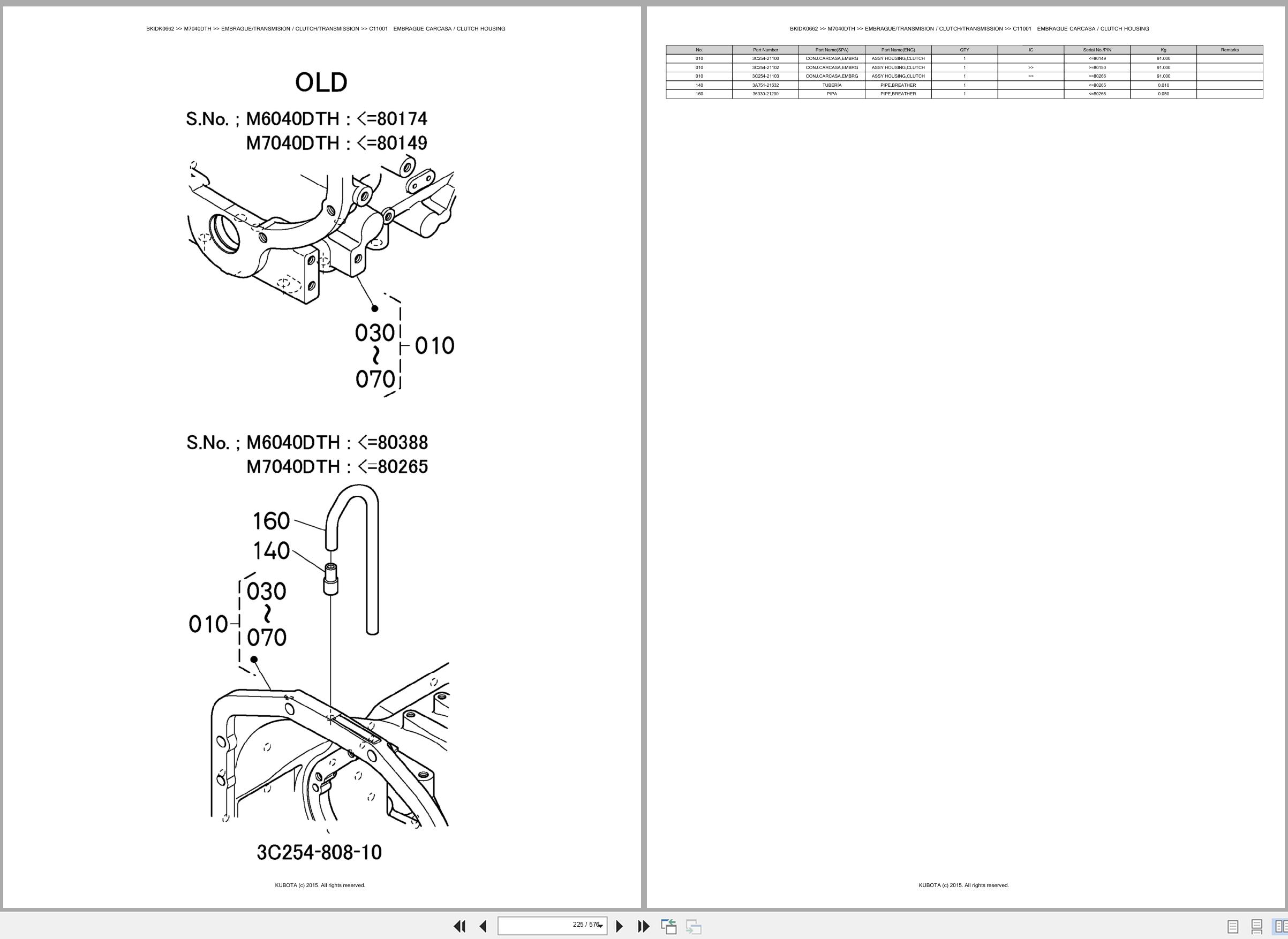 Kubota Tractor M7040DTH Spare Parts Catalog EN ES (2)