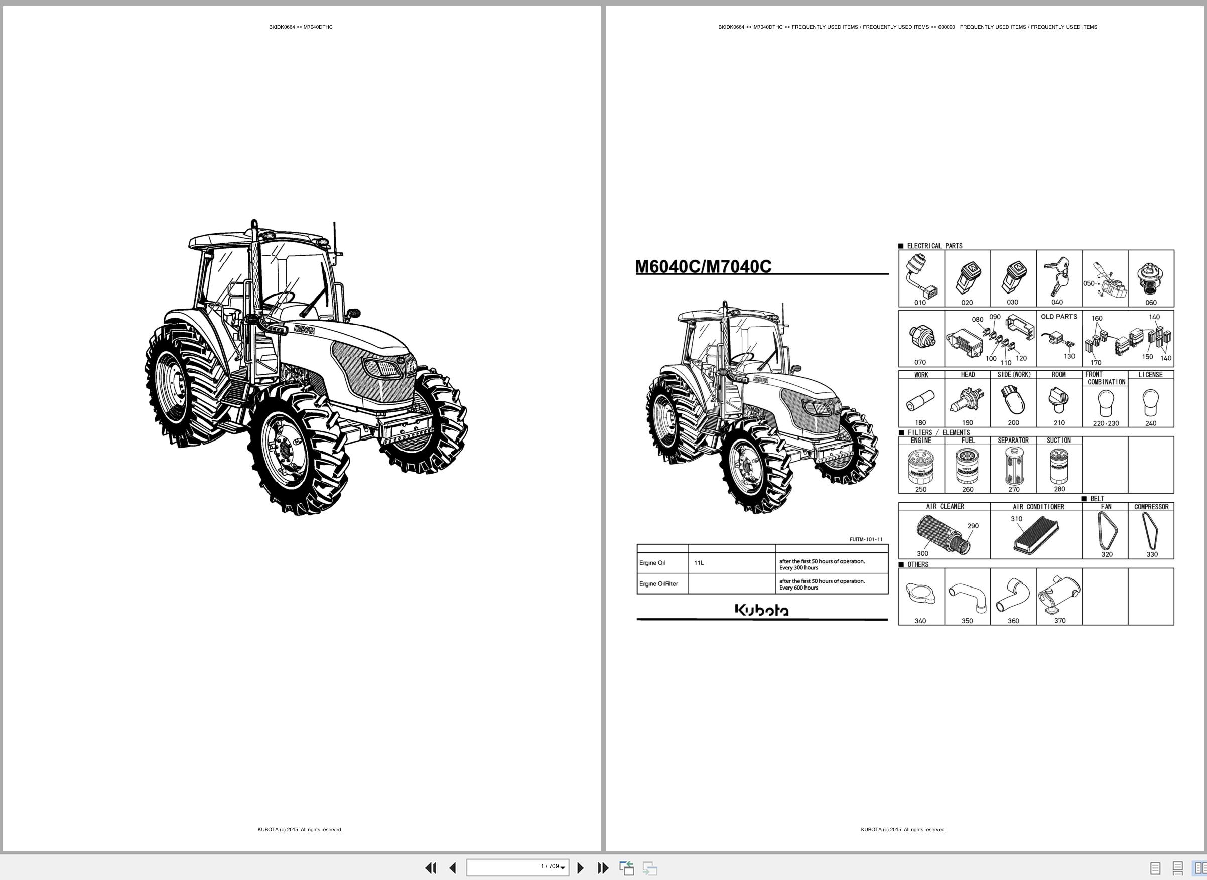 Kubota Tractor M7040DTHC Spare Parts Catalog EN ES (1)