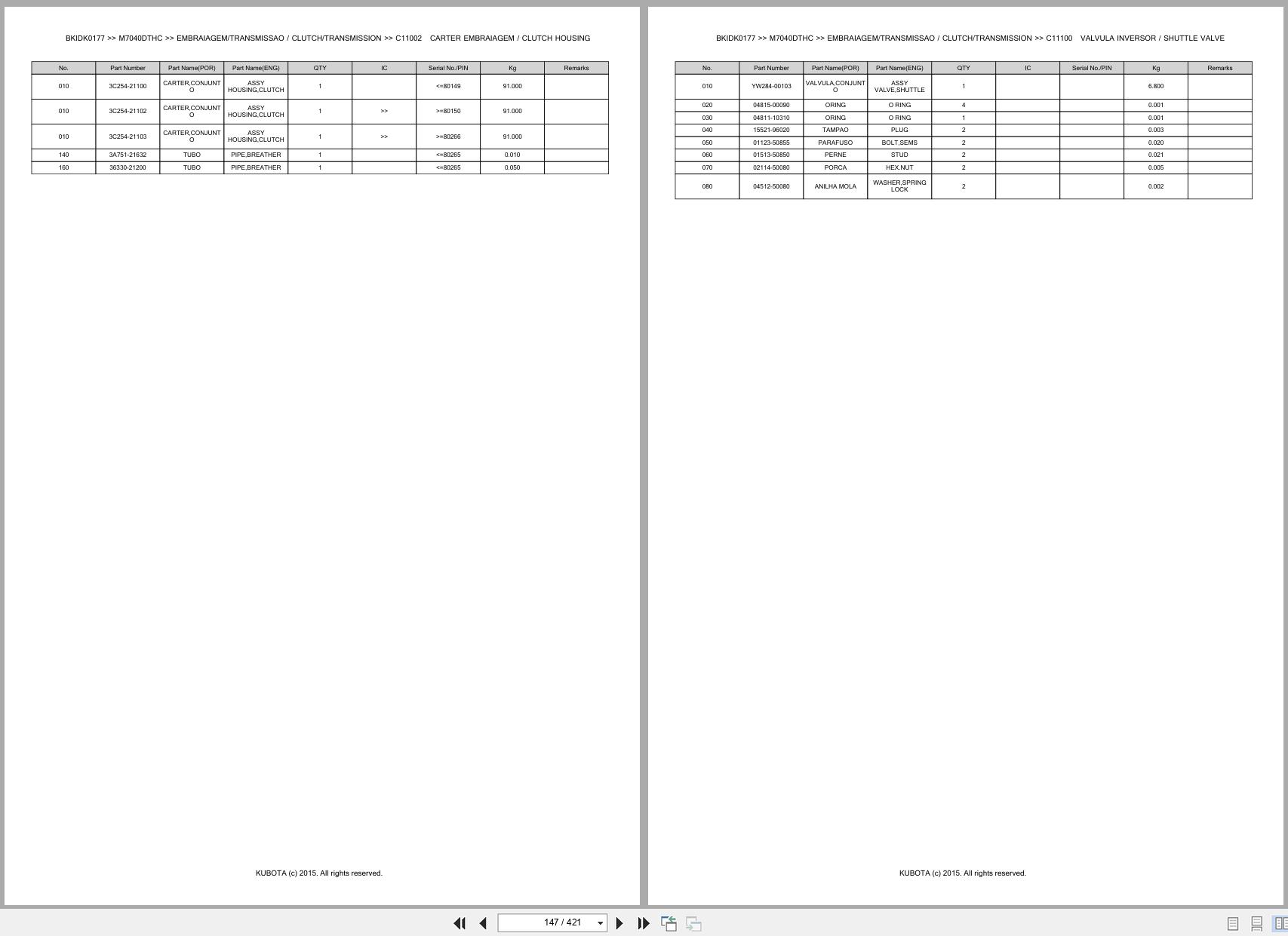 Kubota Tractor M7040DTHC Spare Parts Catalog EN PT (2)