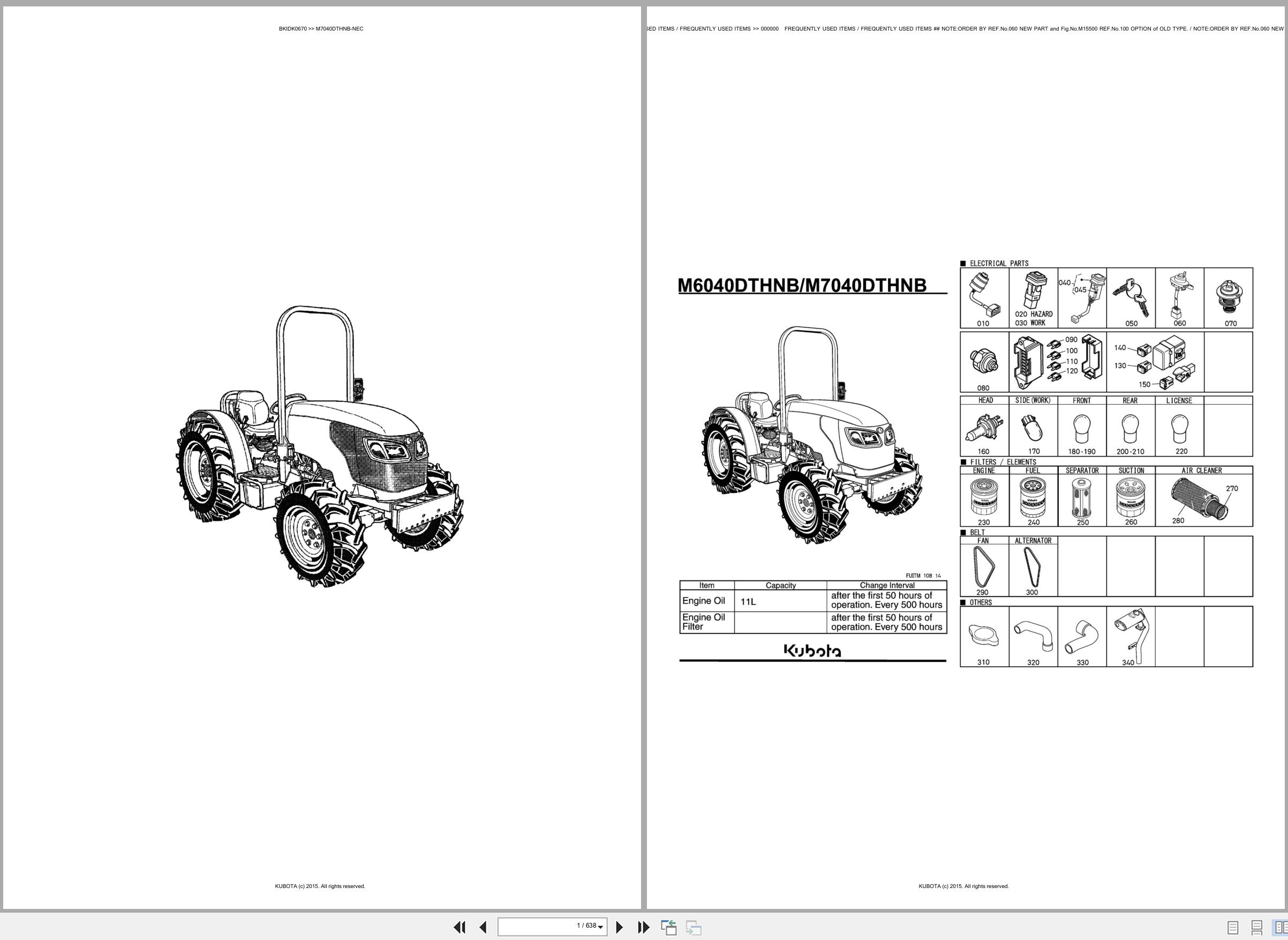 Kubota Tractor M7040DTHNB NEC Spare Parts Catalog EN ES (1)