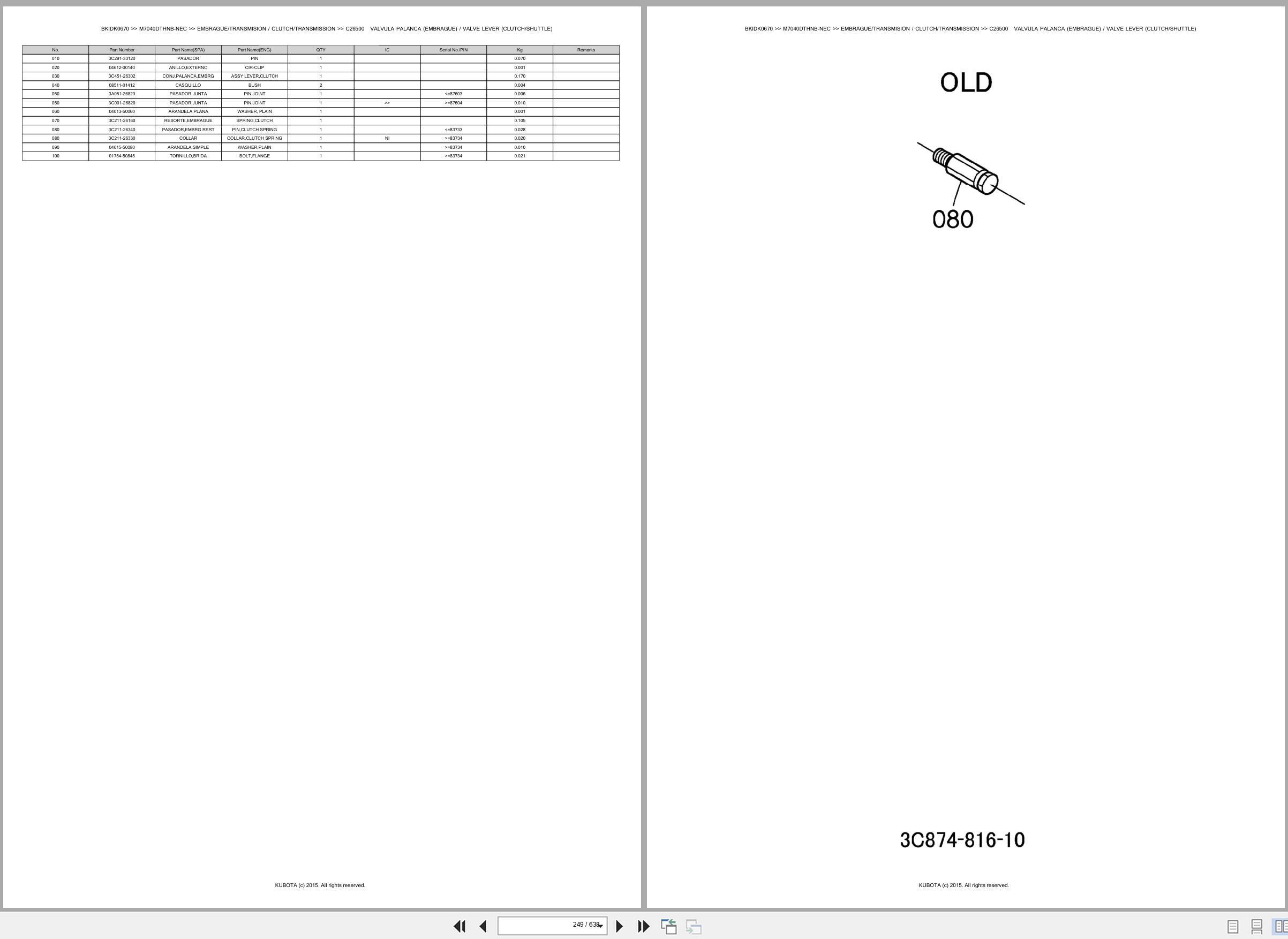 Kubota Tractor M7040DTHNB NEC Spare Parts Catalog EN ES (2)