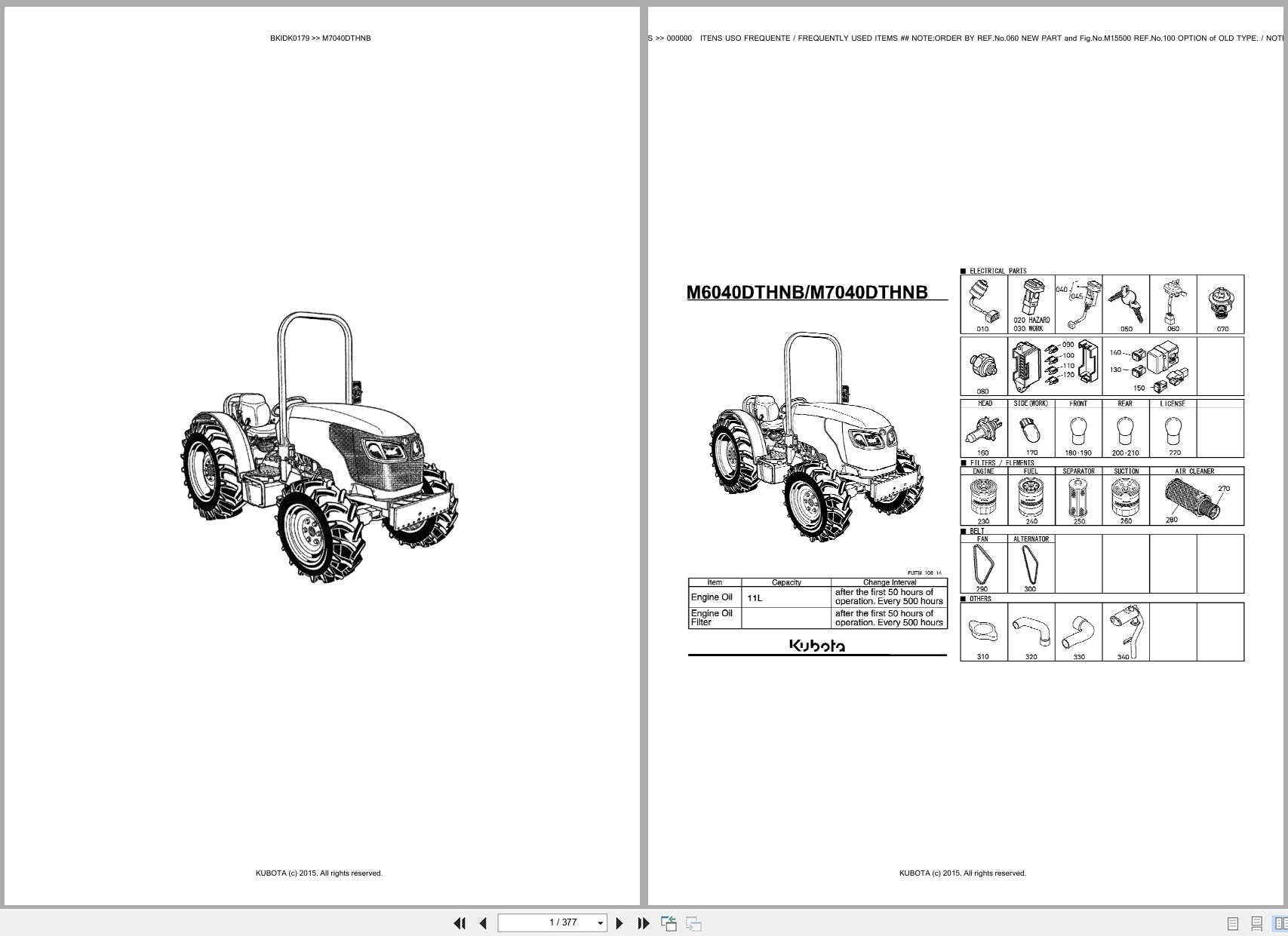 Kubota Tractor M7040DTHNB Spare Parts Catalog EN PT (1)