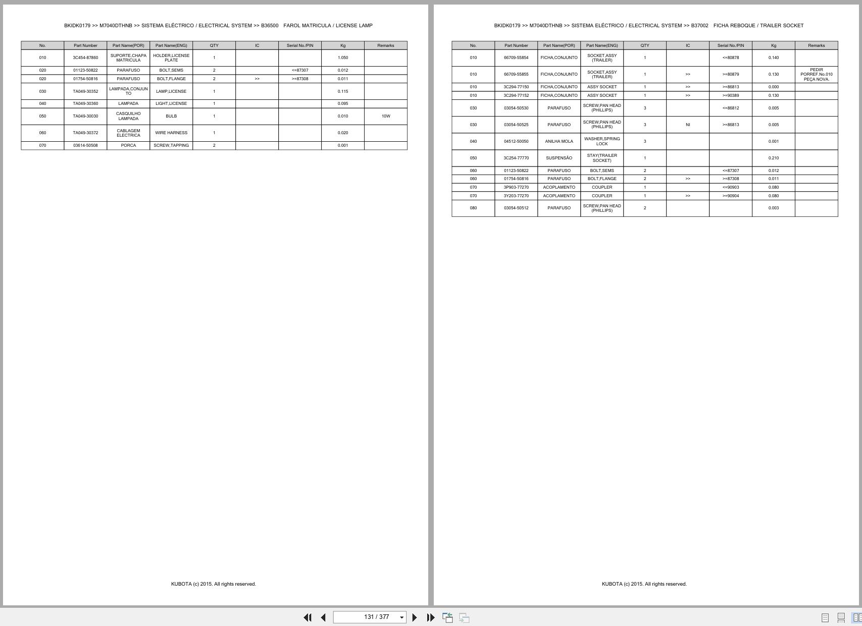 Kubota Tractor M7040DTHNB Spare Parts Catalog EN PT (2)