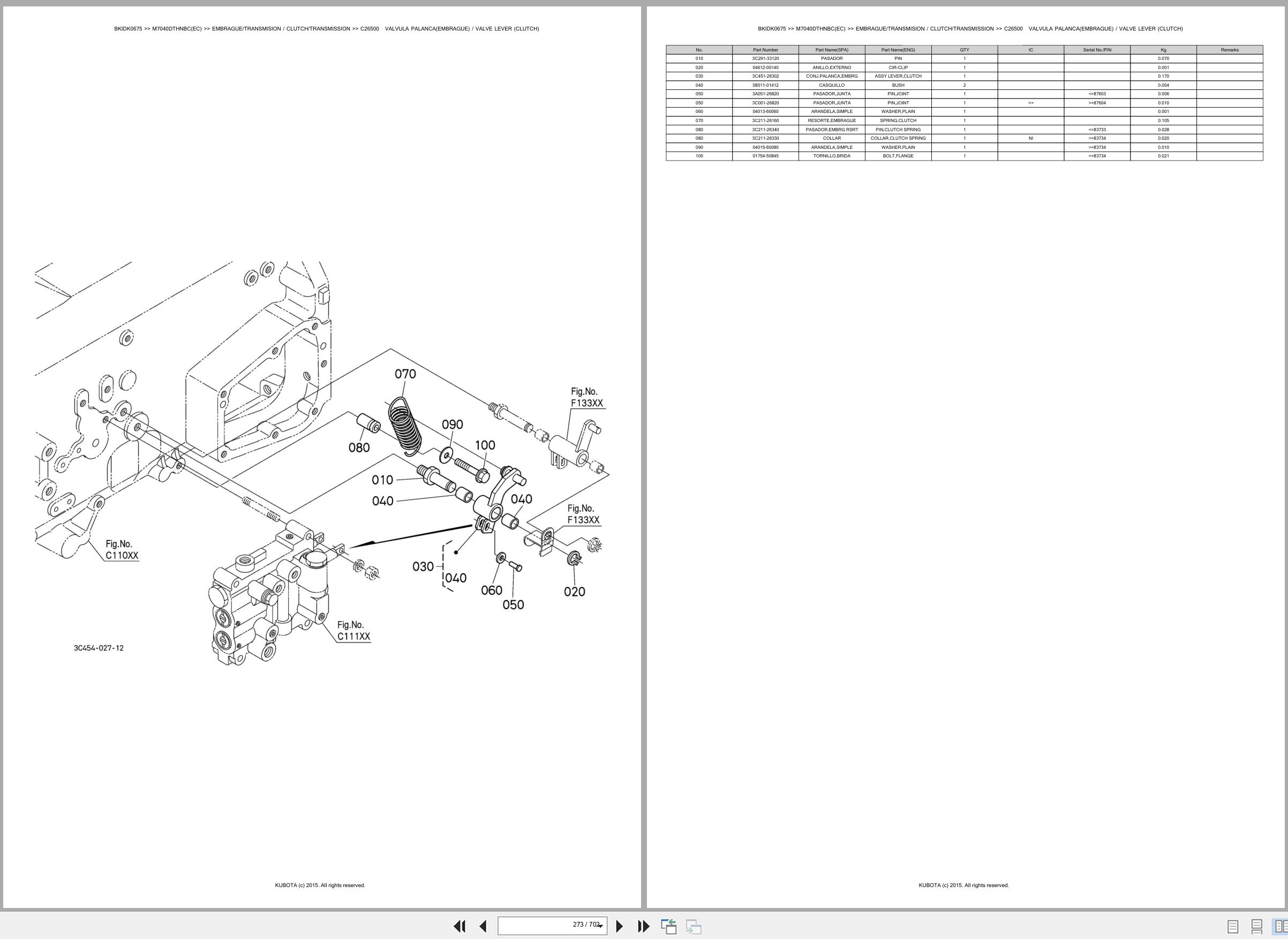 Kubota Tractor M7040DTHNBC(EC) Spare Parts Catalog EN ES (2)
