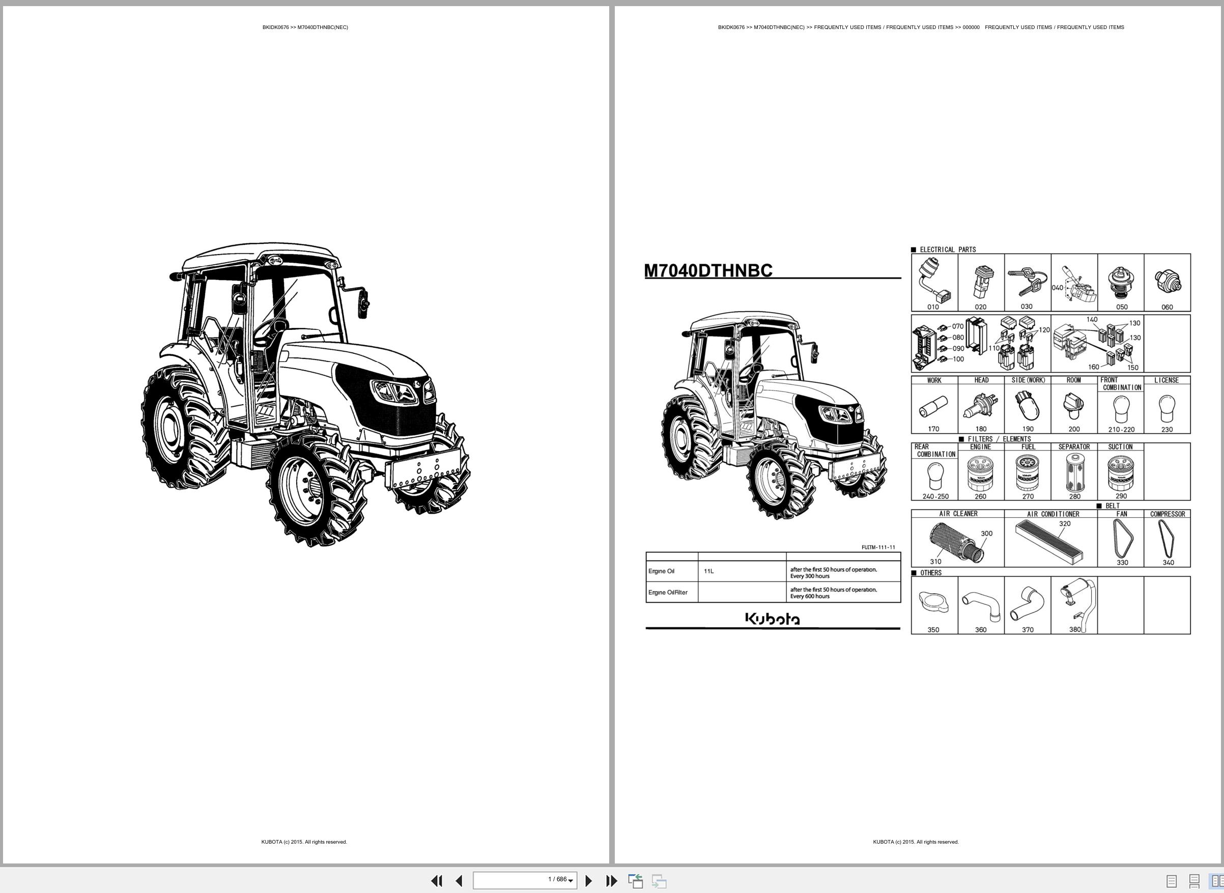 Kubota Tractor M7040DTHNBC(NEC) Spare Parts Catalog EN ES (1)