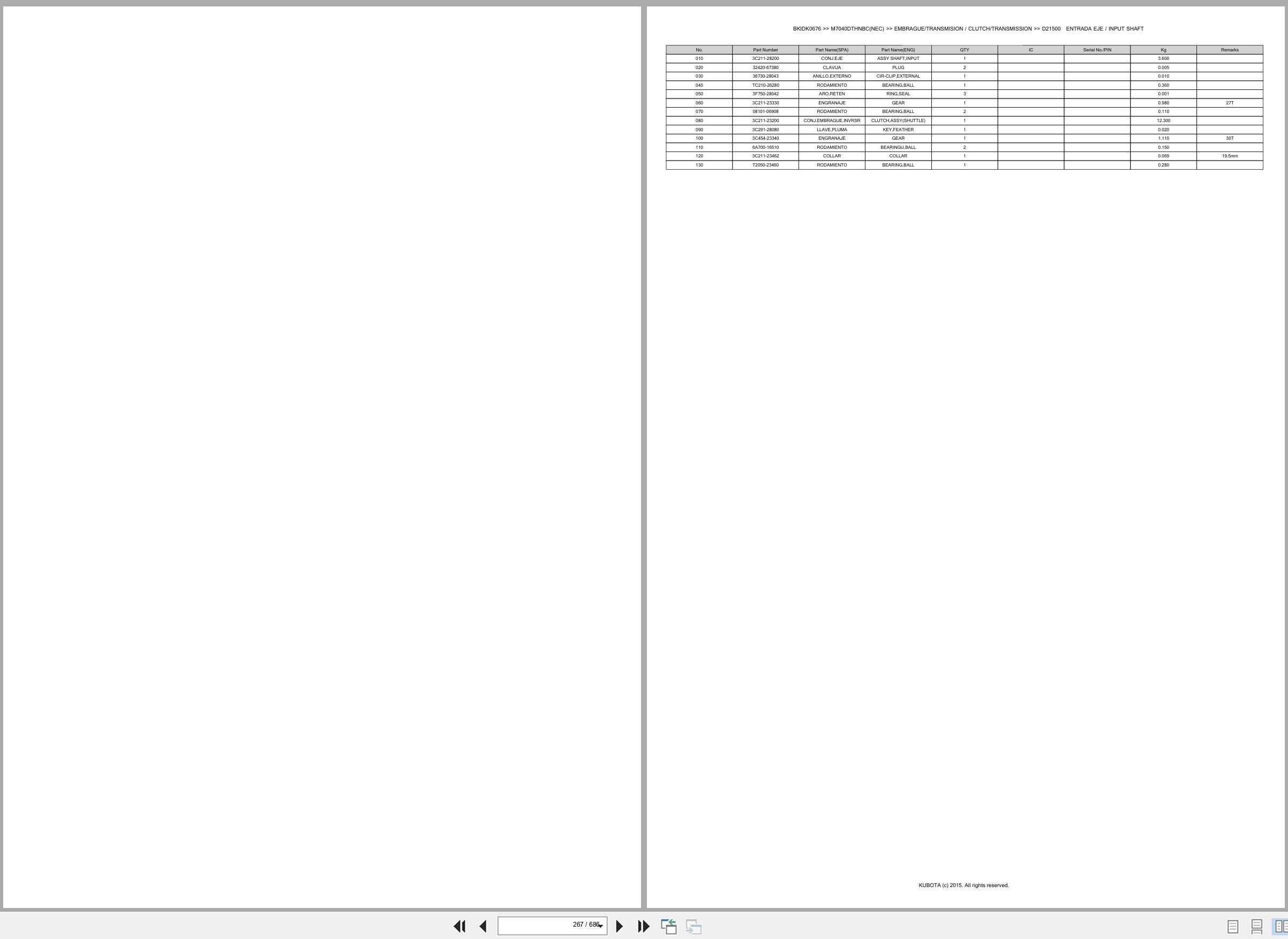 Kubota Tractor M7040DTHNBC(NEC) Spare Parts Catalog EN ES (2)