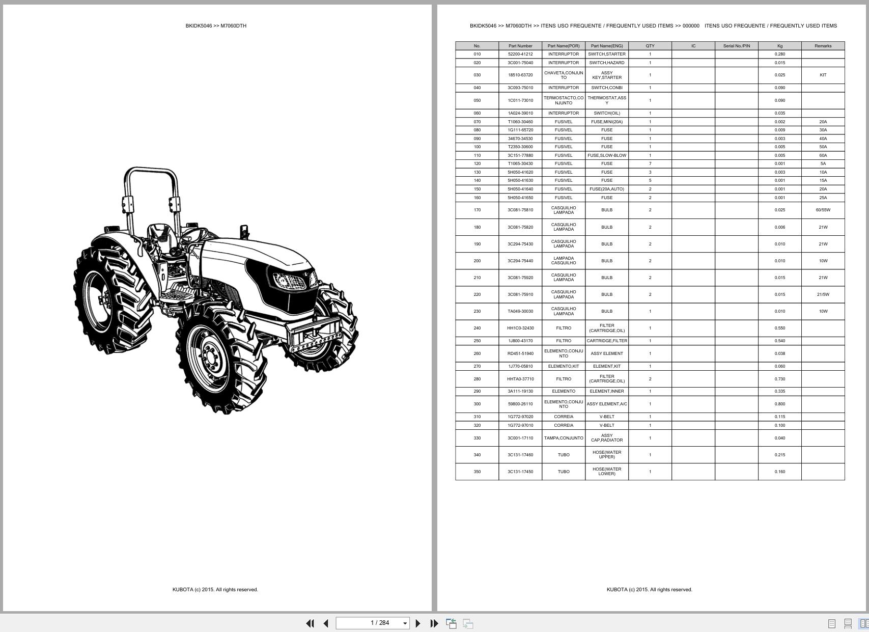 Kubota Tractor M7060DTH Spare Parts Catalog EN PT (1)