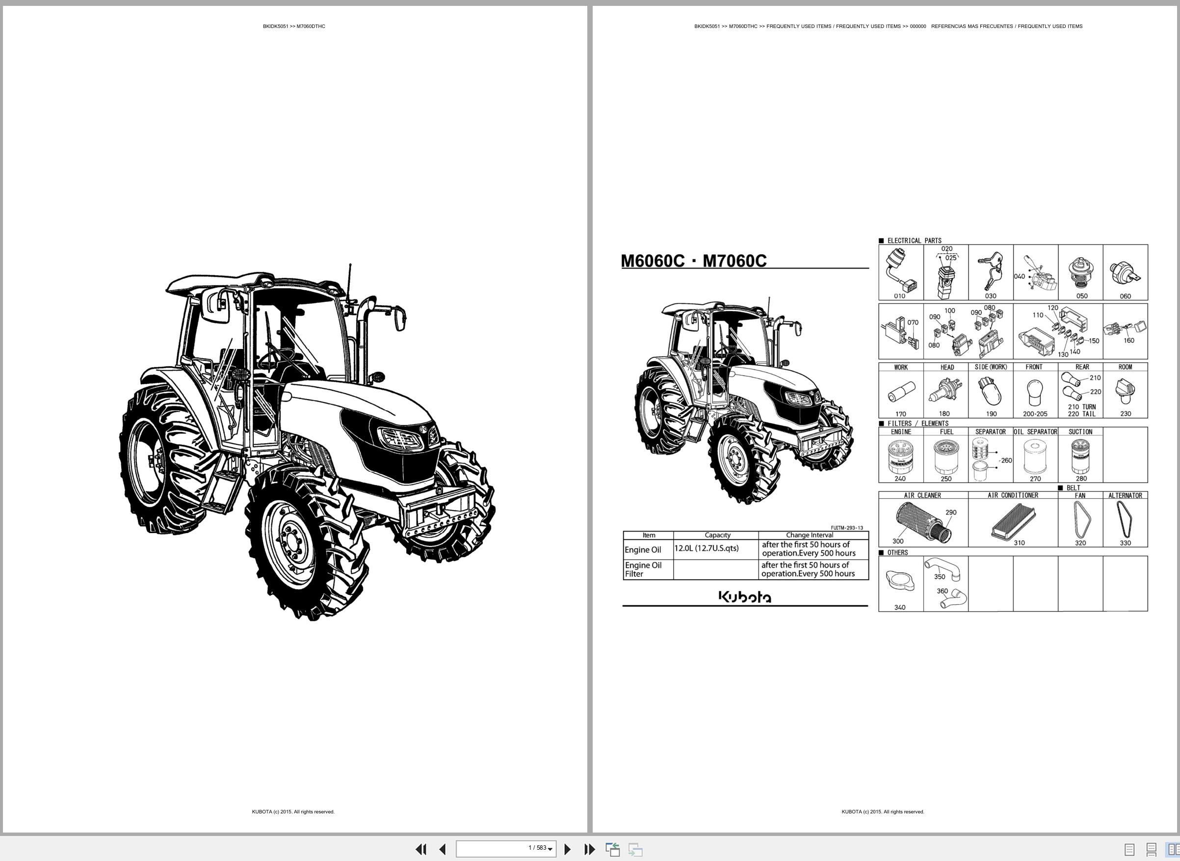 Kubota Tractor M7060DTHC Spare Parts Catalog EN ES (1)