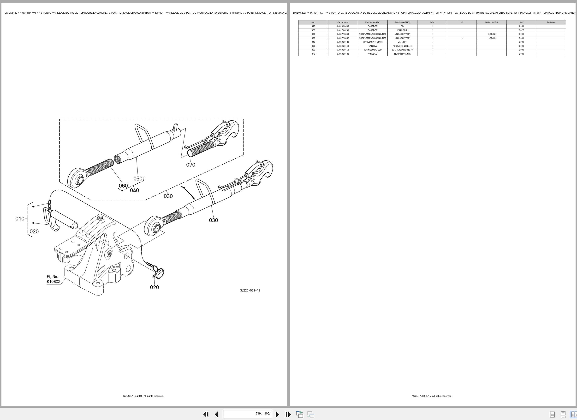 Kubota Tractor M7131P KVT Spare Parts Catalog EN ES (3)