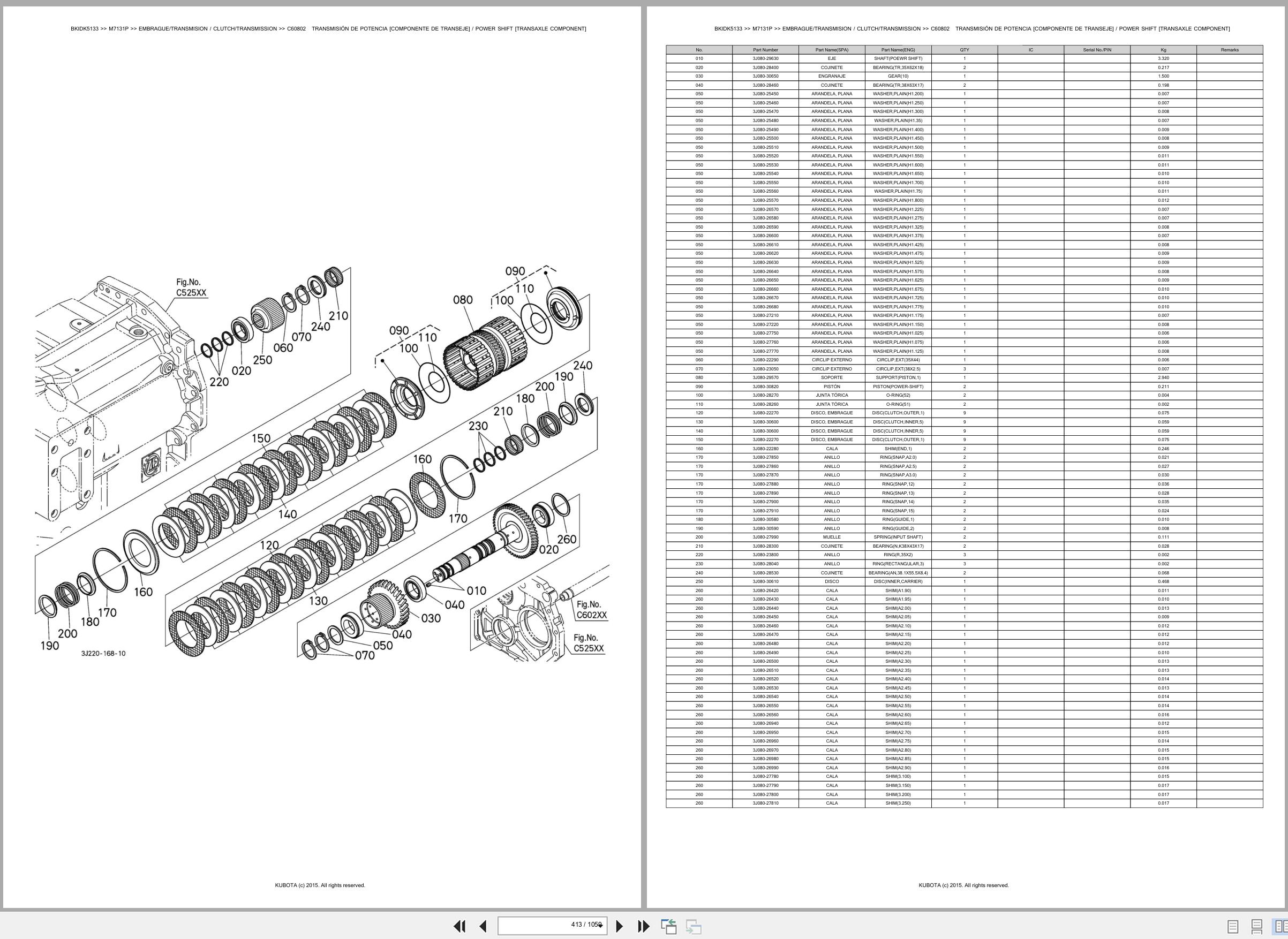 Kubota Tractor M7131P Spare Parts Catalog EN ES (2)