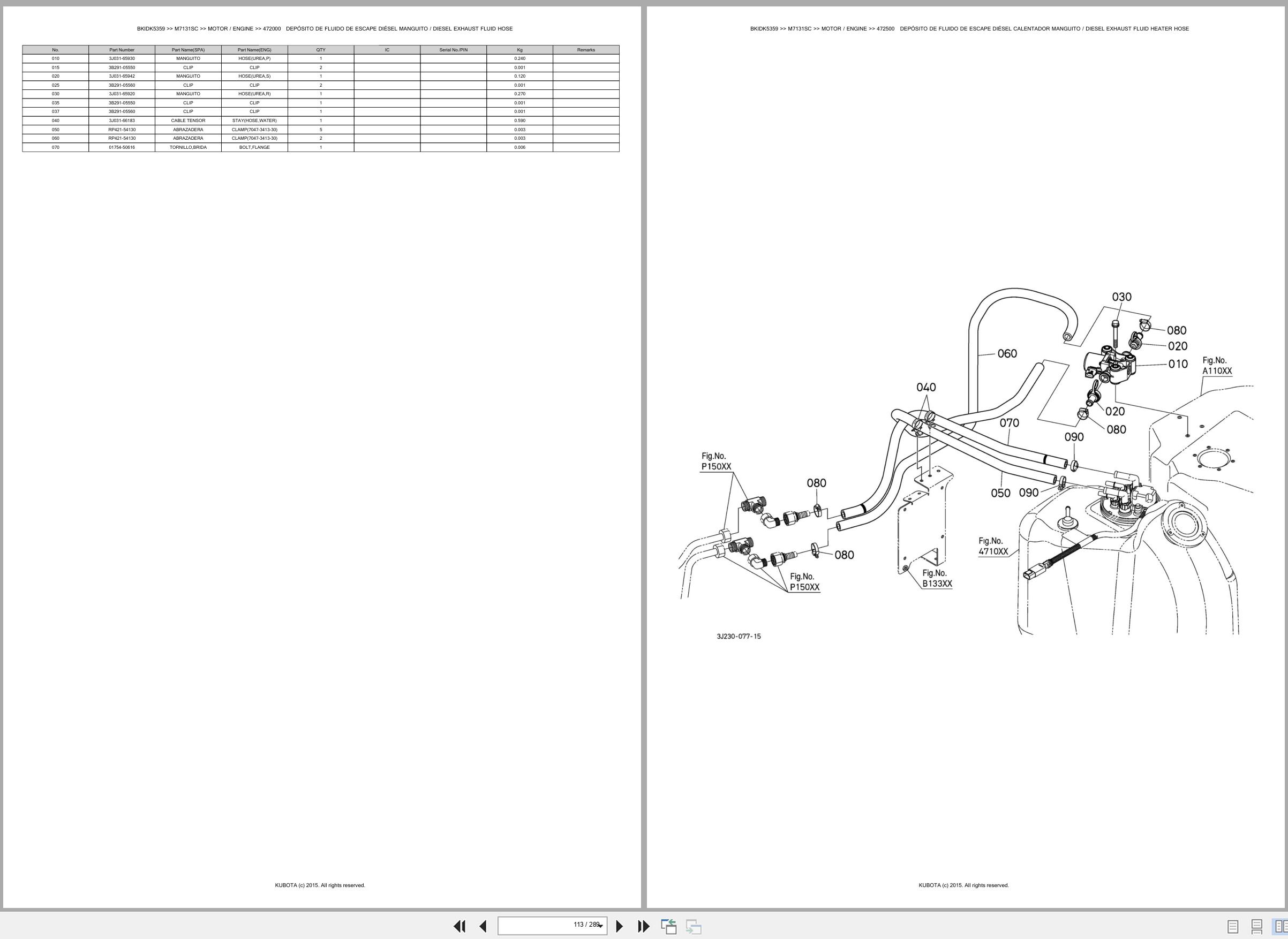 Kubota Tractor M7131SC Spare Parts Catalog EN ES (2)