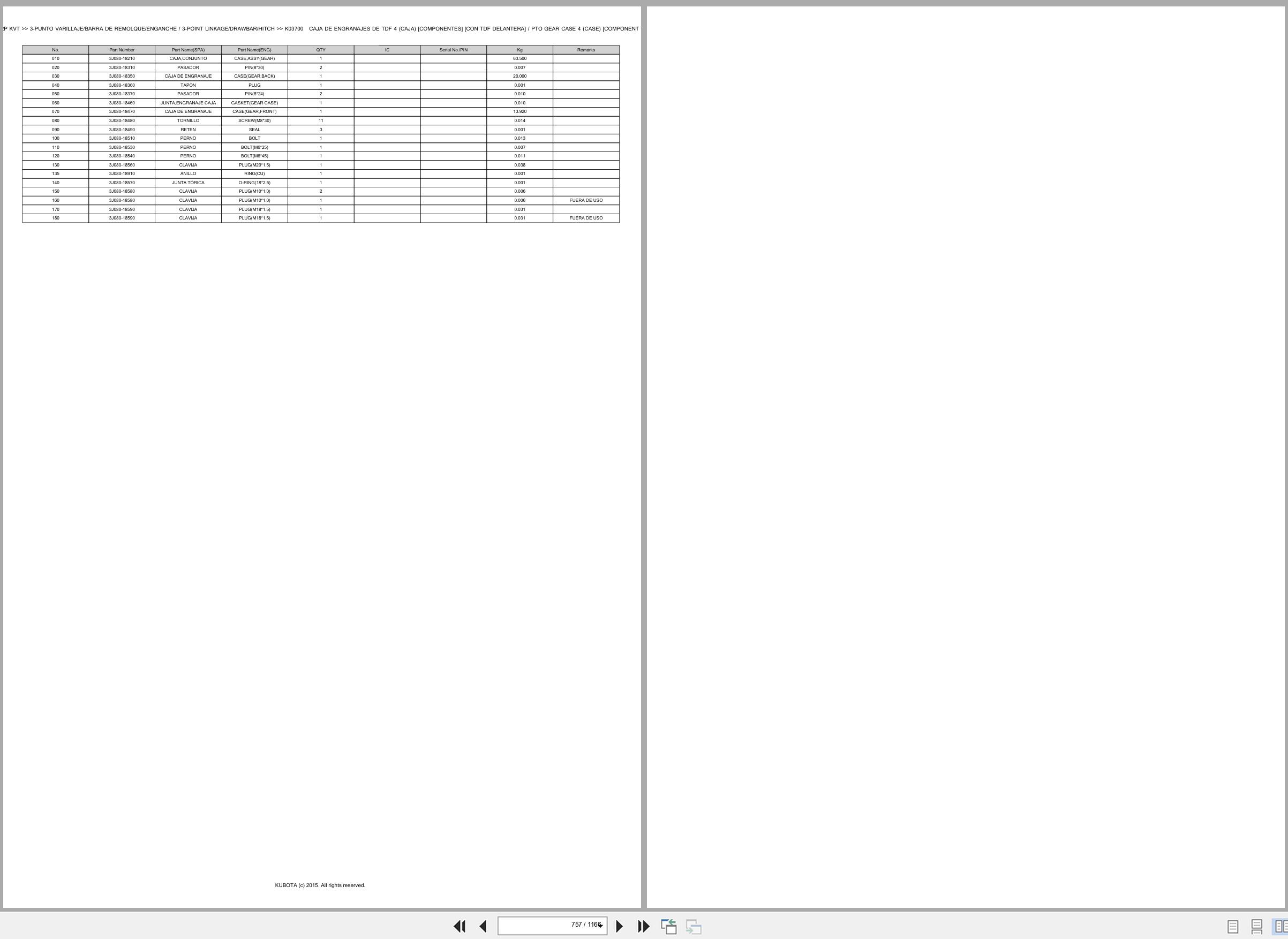 Kubota Tractor M7132P KVT Spare Parts Catalog EN ES (3)