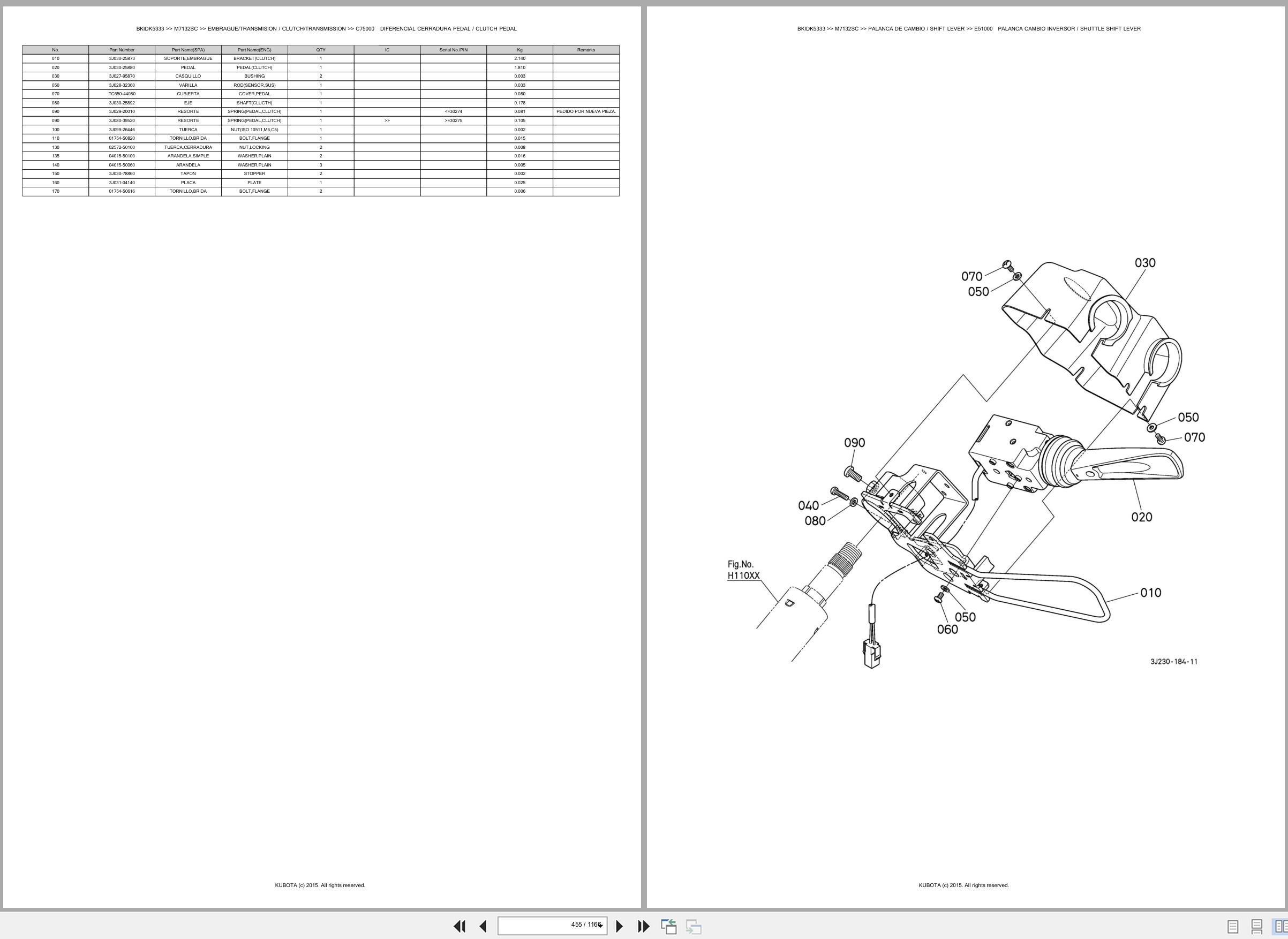 Kubota Tractor M7132SC Spare Parts Catalog EN ES (2)