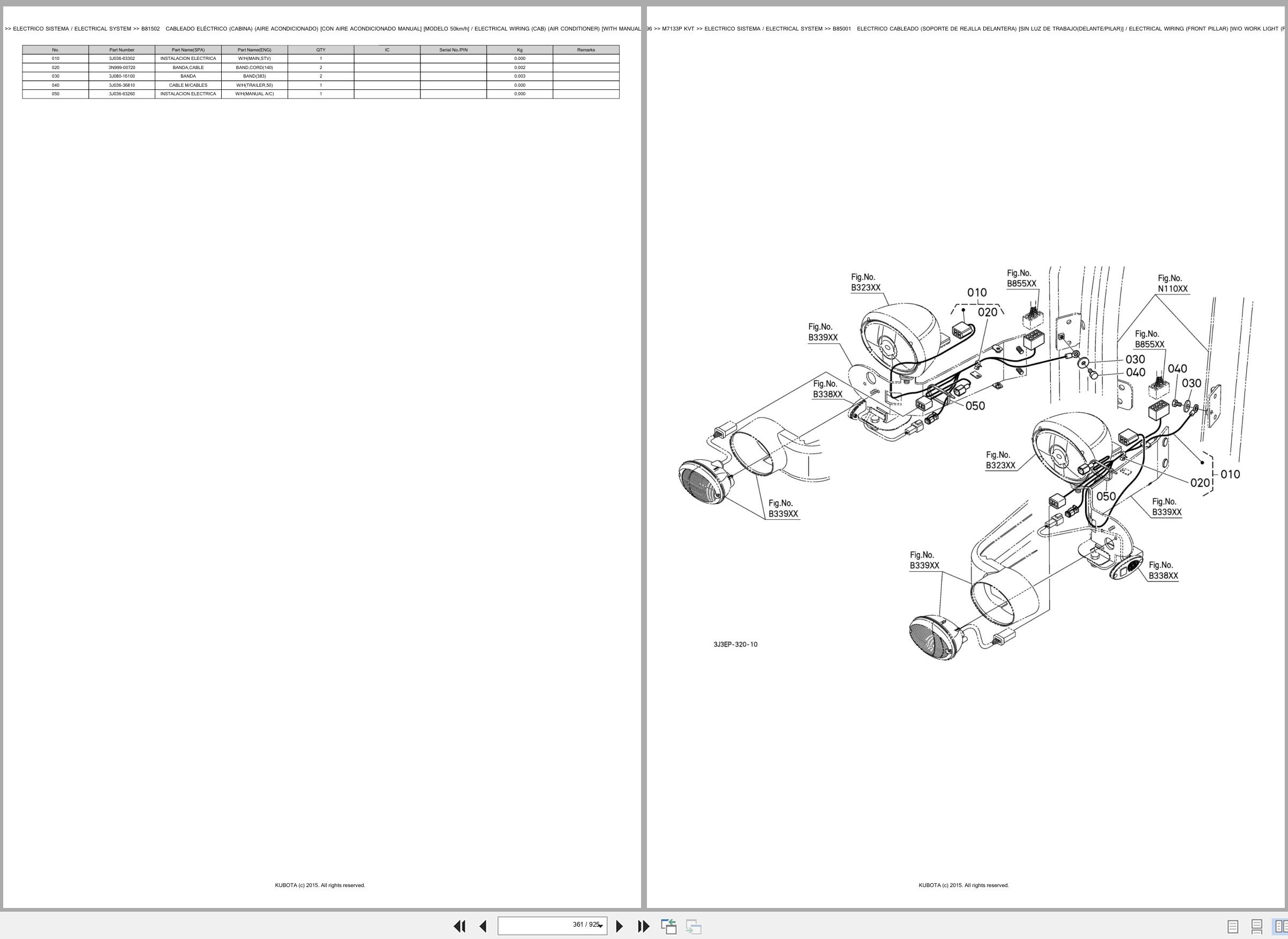 Kubota Tractor M7133P KVT Spare Parts Catalog EN ES (2)
