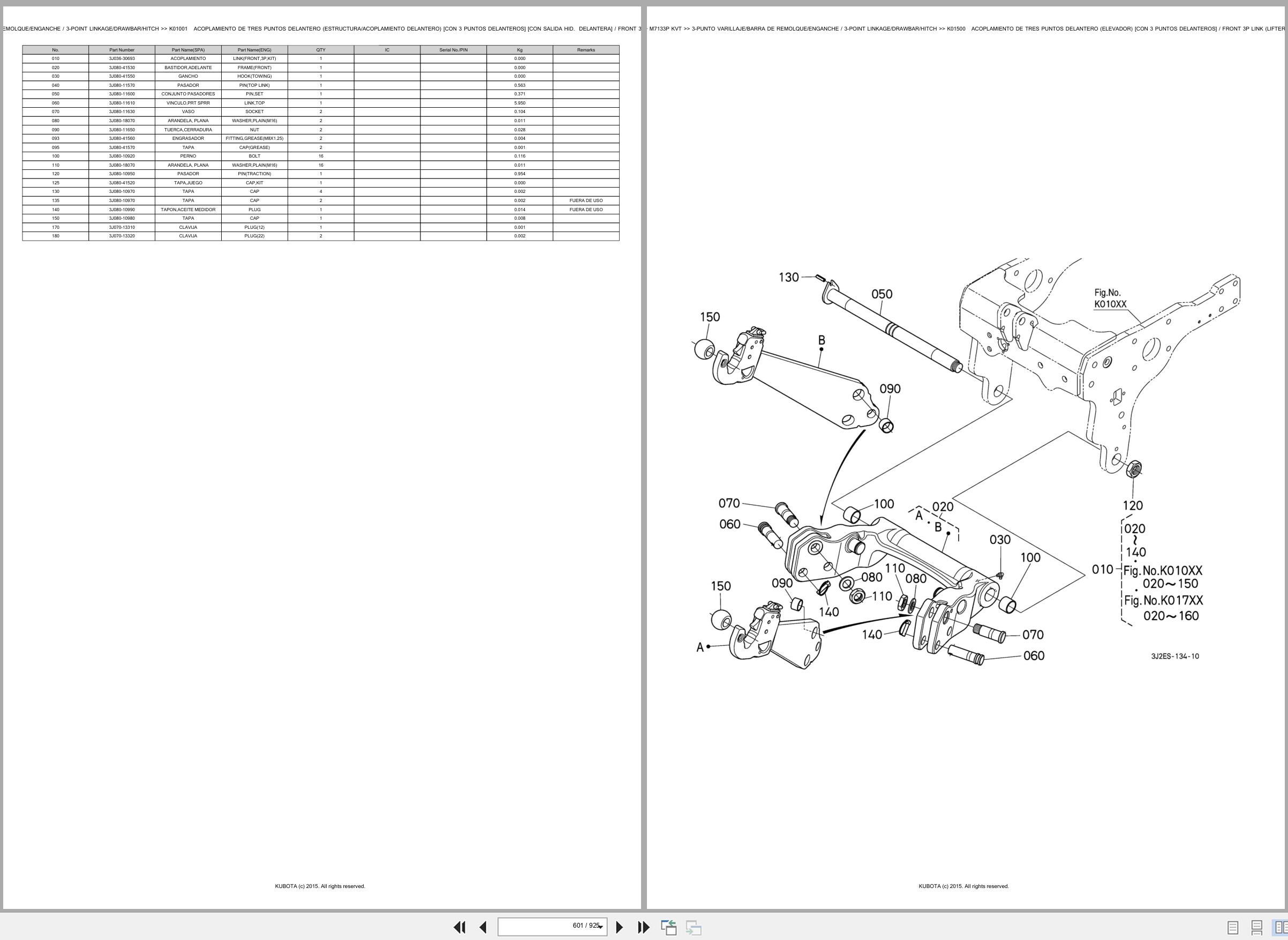 Kubota Tractor M7133P KVT Spare Parts Catalog EN ES (3)