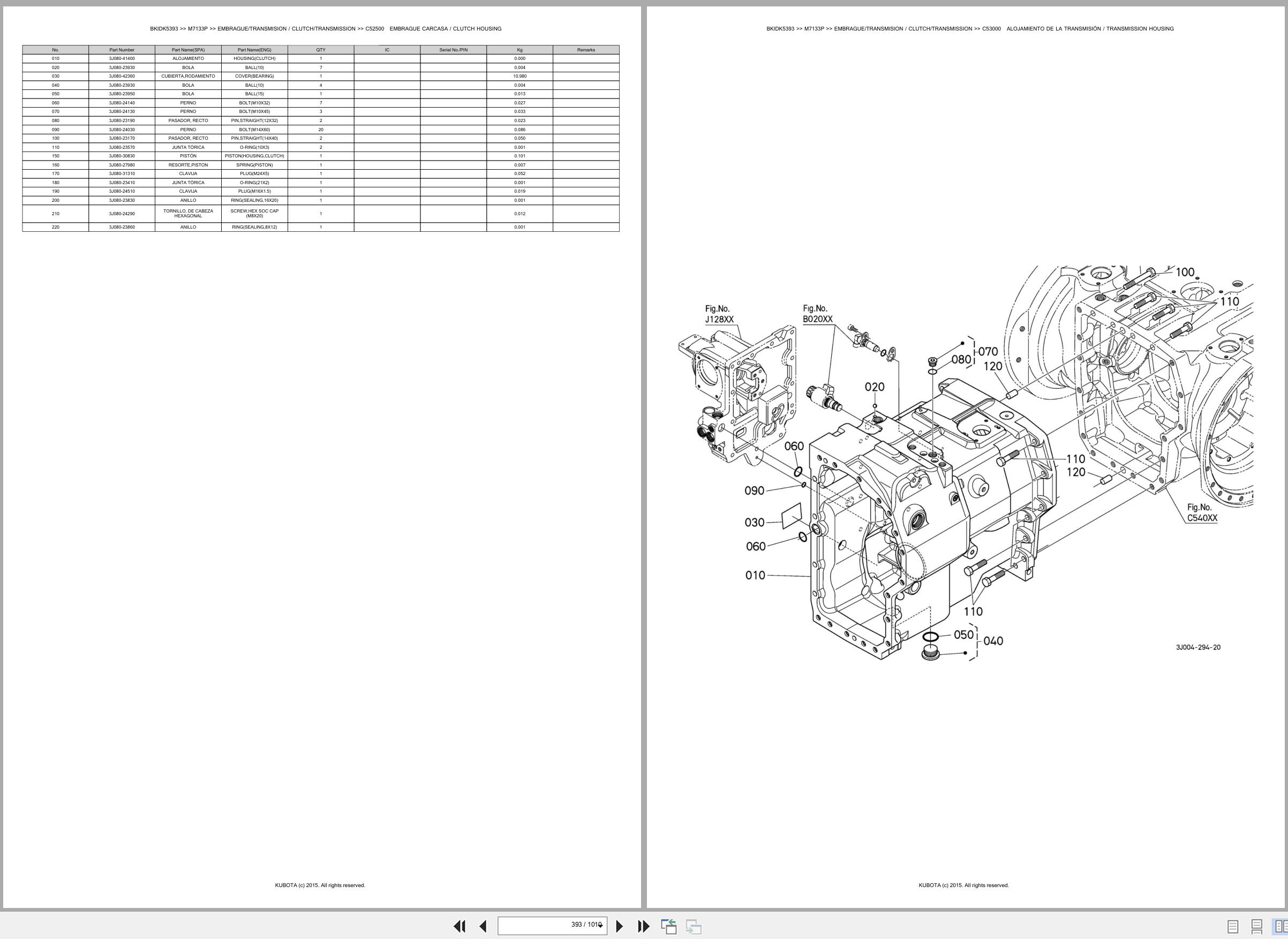 Kubota Tractor M7133P Spare Parts Catalog EN ES (2)