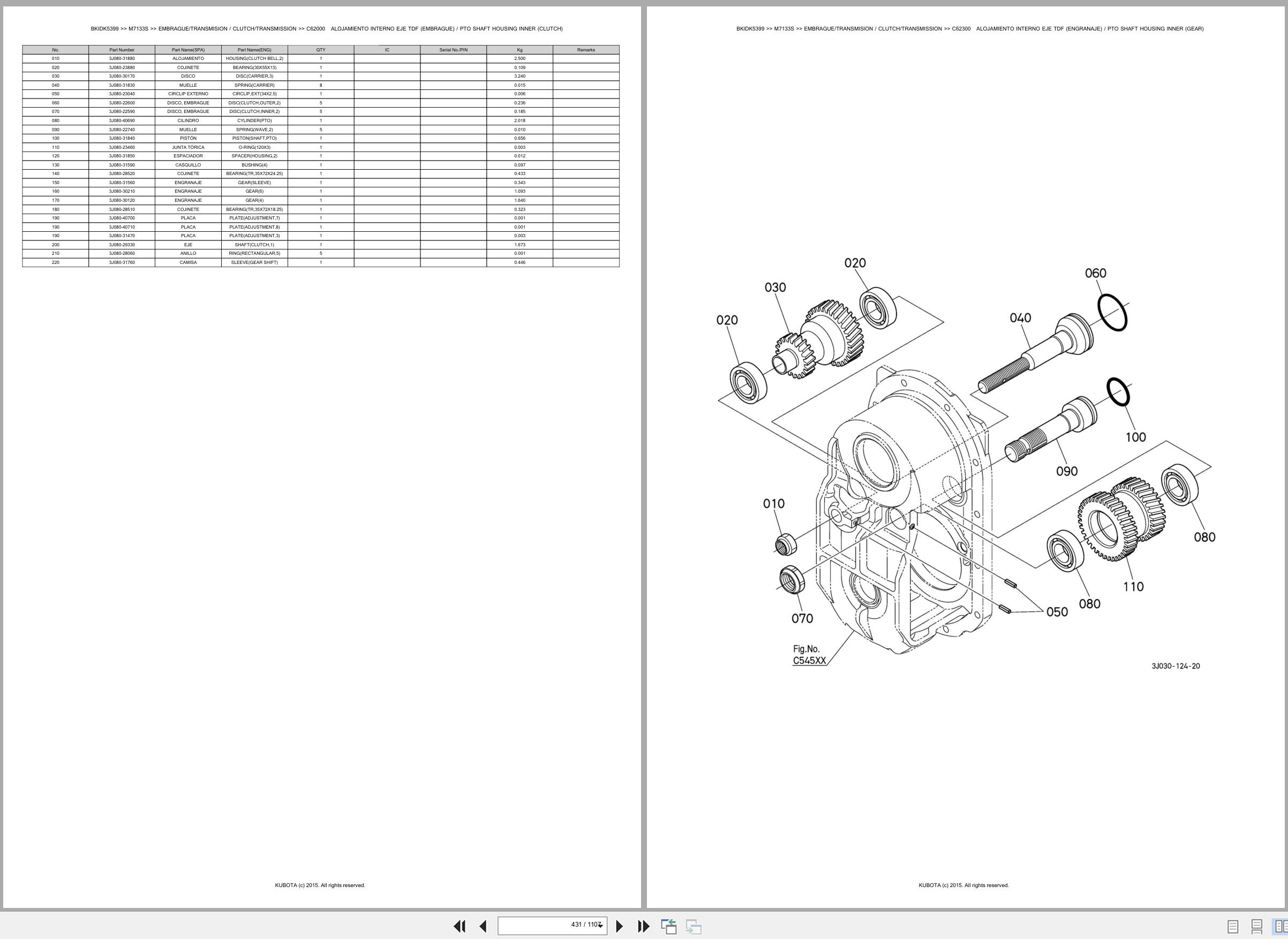 Kubota Tractor M7133S Spare Parts Catalog EN ES (2)