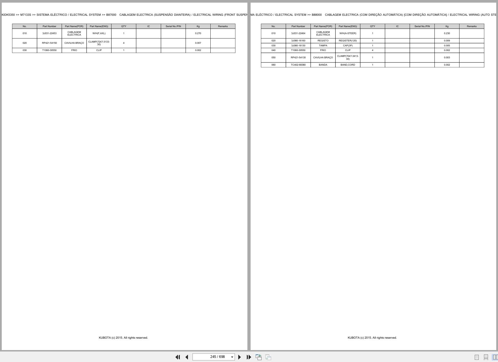 Kubota Tractor M7133S Spare Parts Catalog EN PT (2)