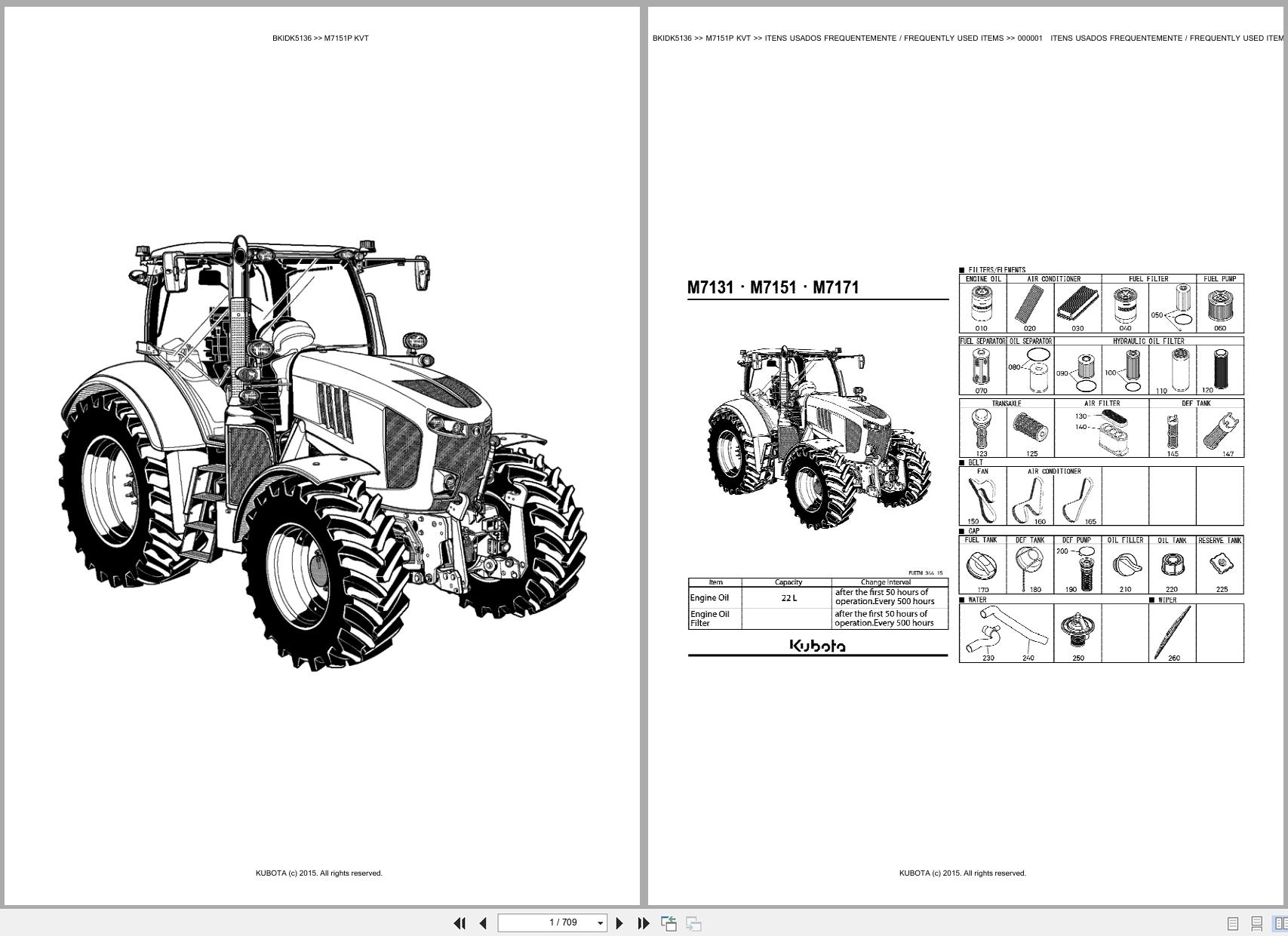 Kubota Tractor M7151P M7151KVT Spare Parts Catalog EN PT (1)