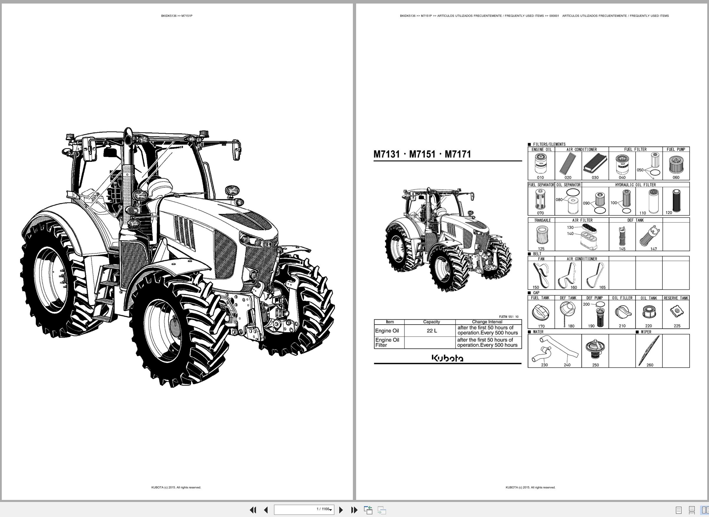 Kubota Tractor M7151P Spare Parts Catalog EN ES (1)
