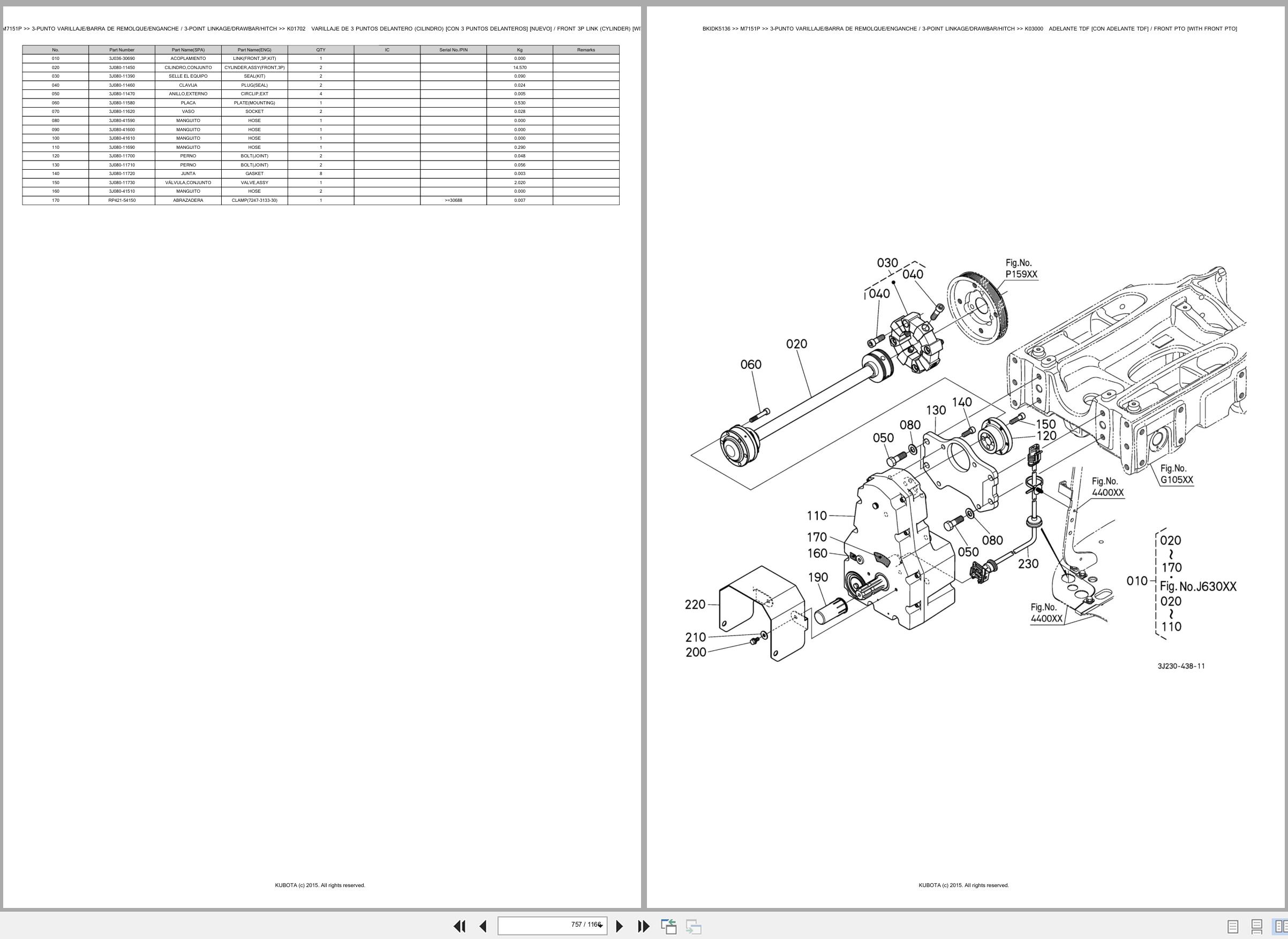 Kubota Tractor M7151P Spare Parts Catalog EN ES (3)