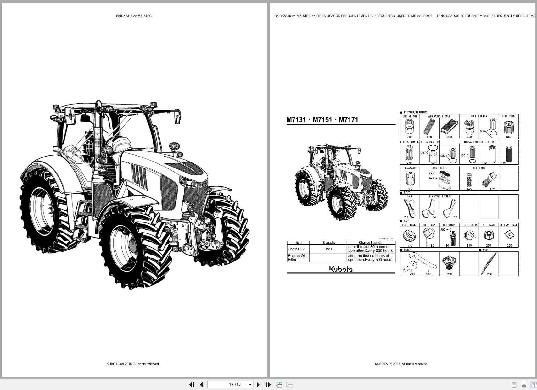 Kubota Tractor M7151PC Spare Parts Catalog EN PT (1)