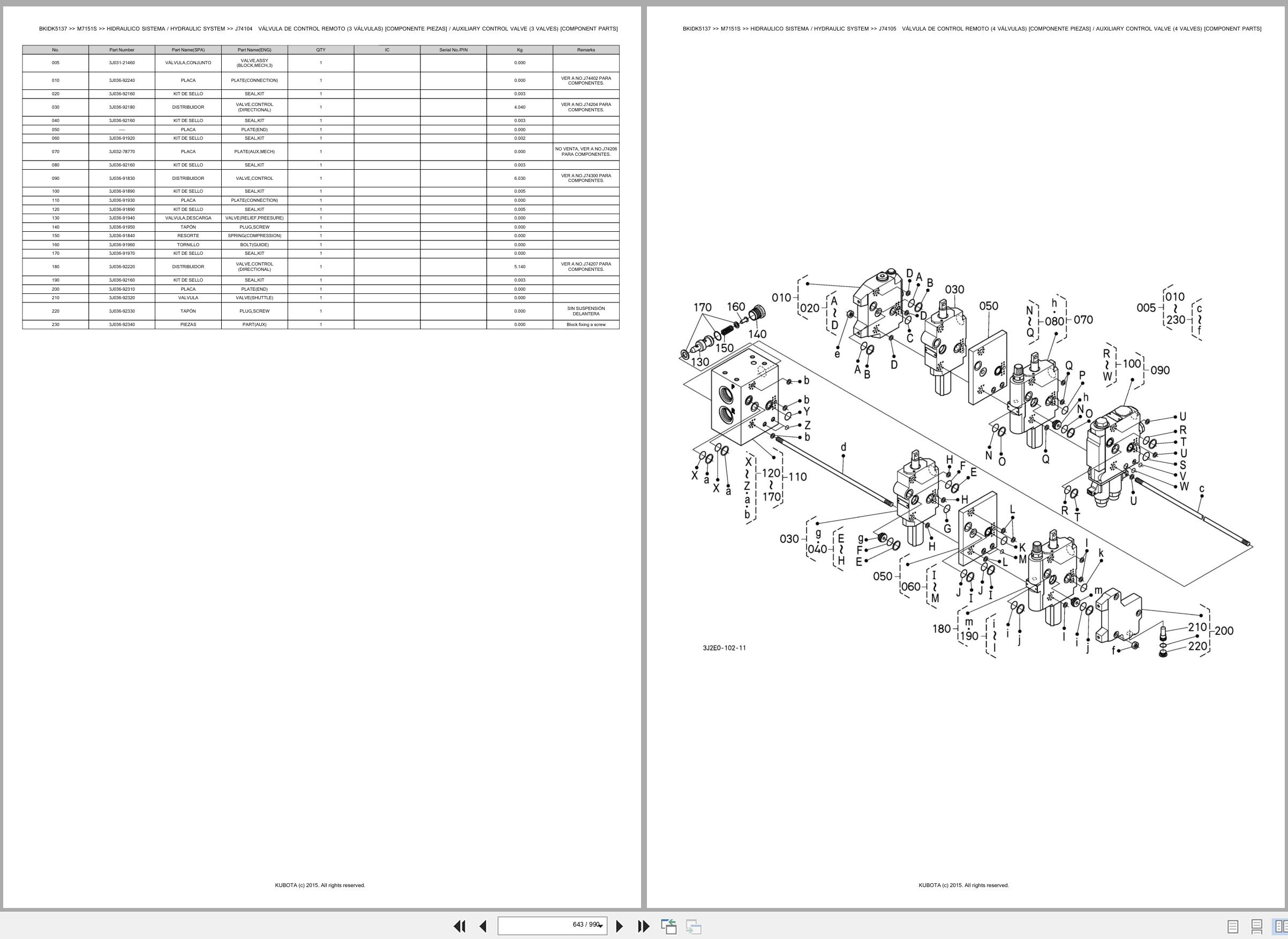Kubota Tractor M7151S Spare Parts Catalog EN ES (3)