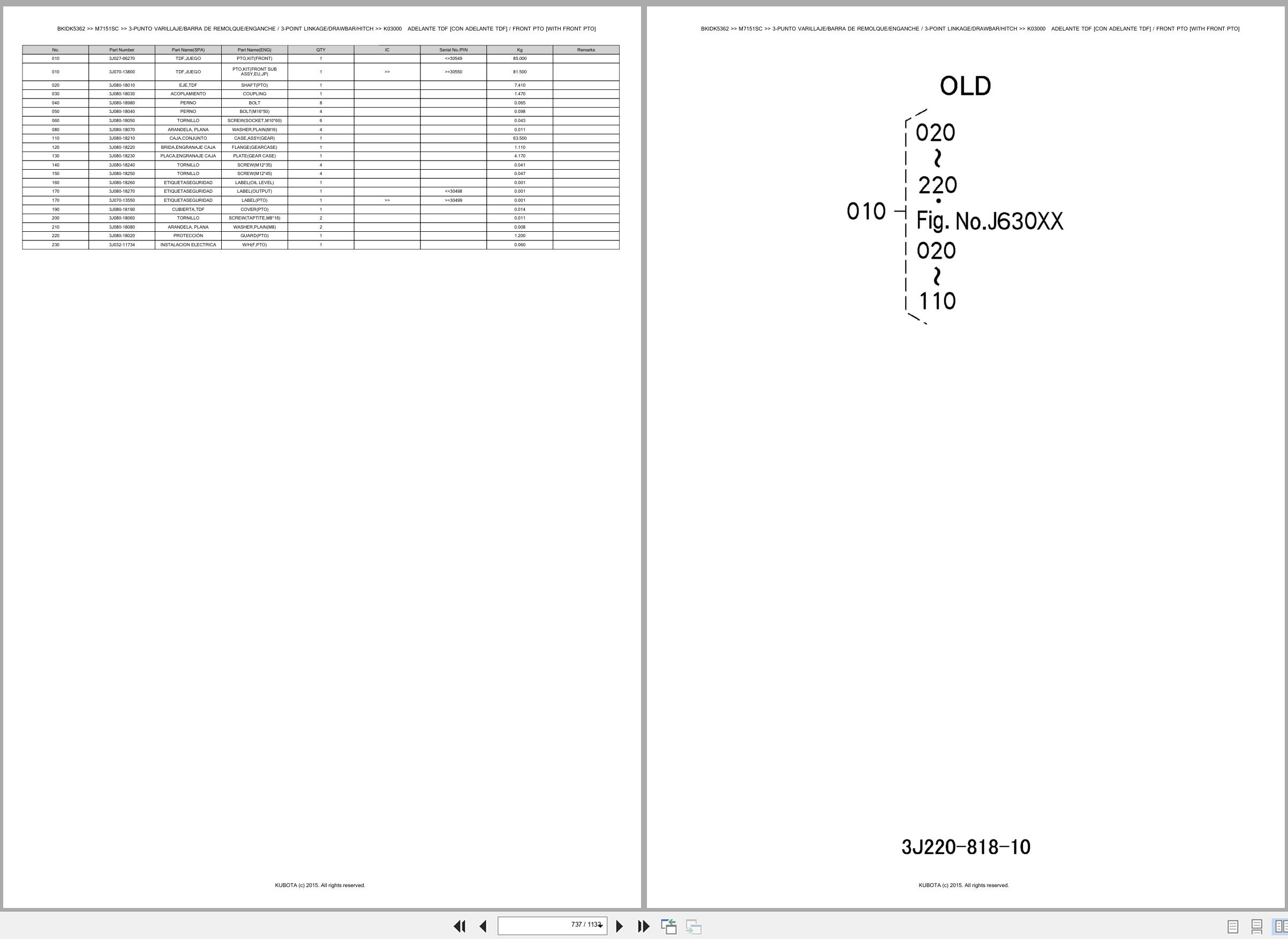 Kubota Tractor M7151SC Spare Parts Catalog EN ES (3)