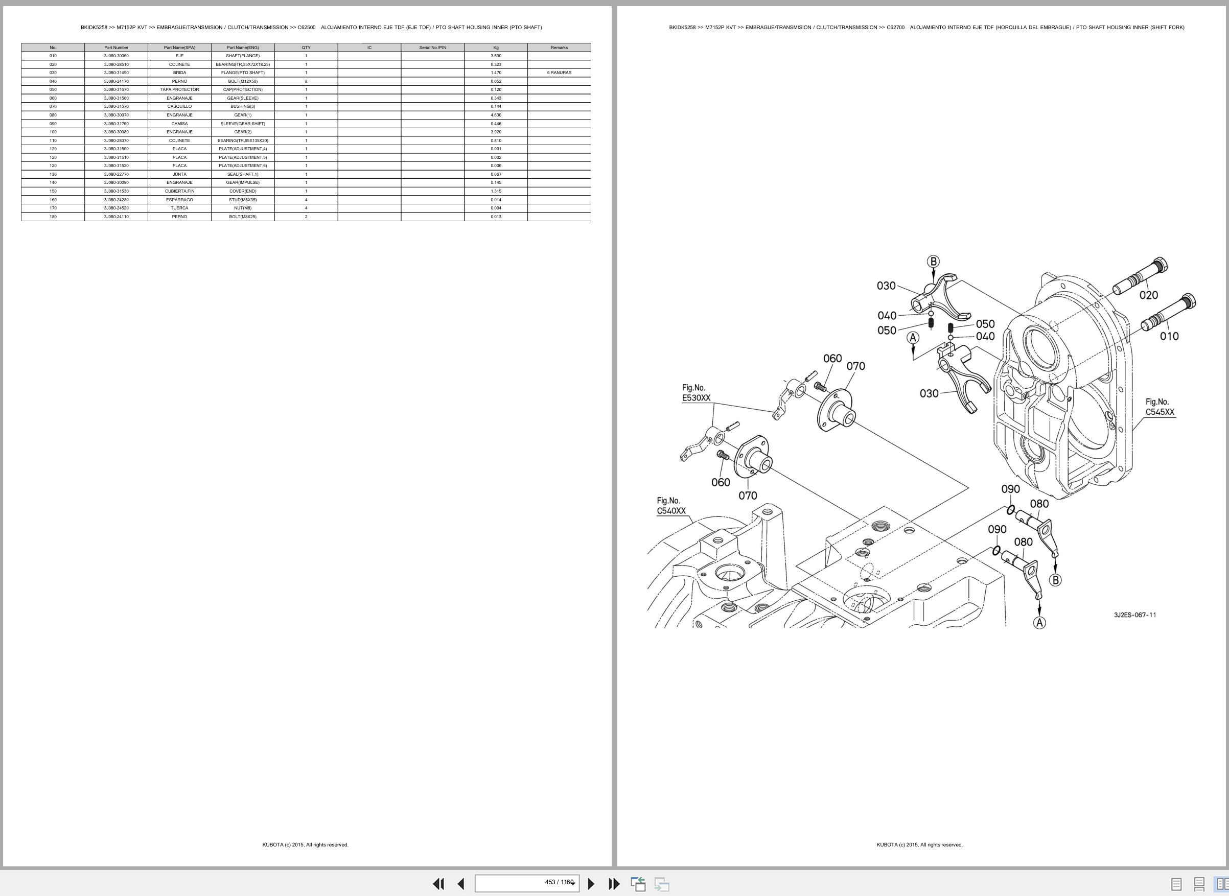 Kubota Tractor M7152P M7152KVT Spare Parts Catalog EN ES (2)