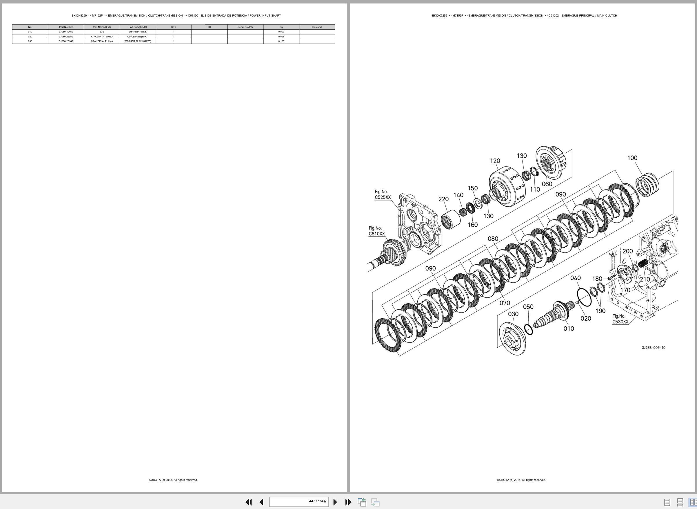 Kubota Tractor M7152P Spare Parts Catalog EN ES (2)
