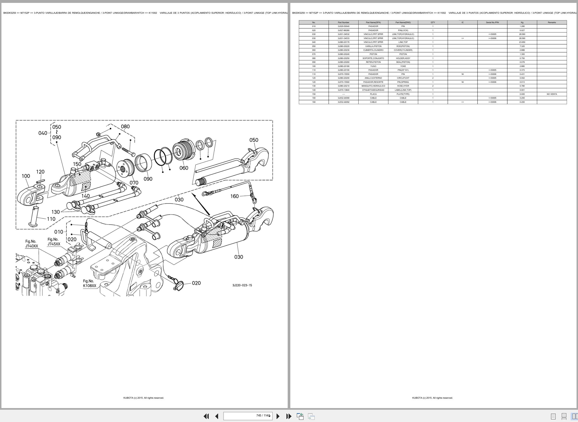 Kubota Tractor M7152P Spare Parts Catalog EN ES (3)