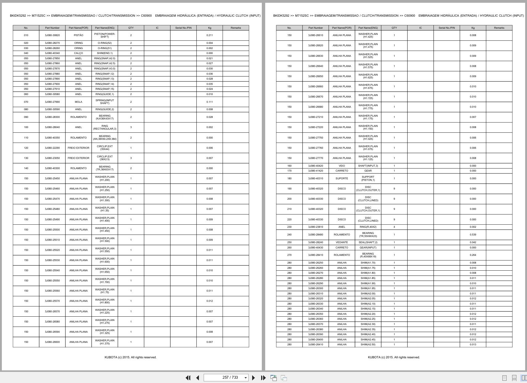 Kubota Tractor M7152SC Spare Parts Catalog EN PT (2)