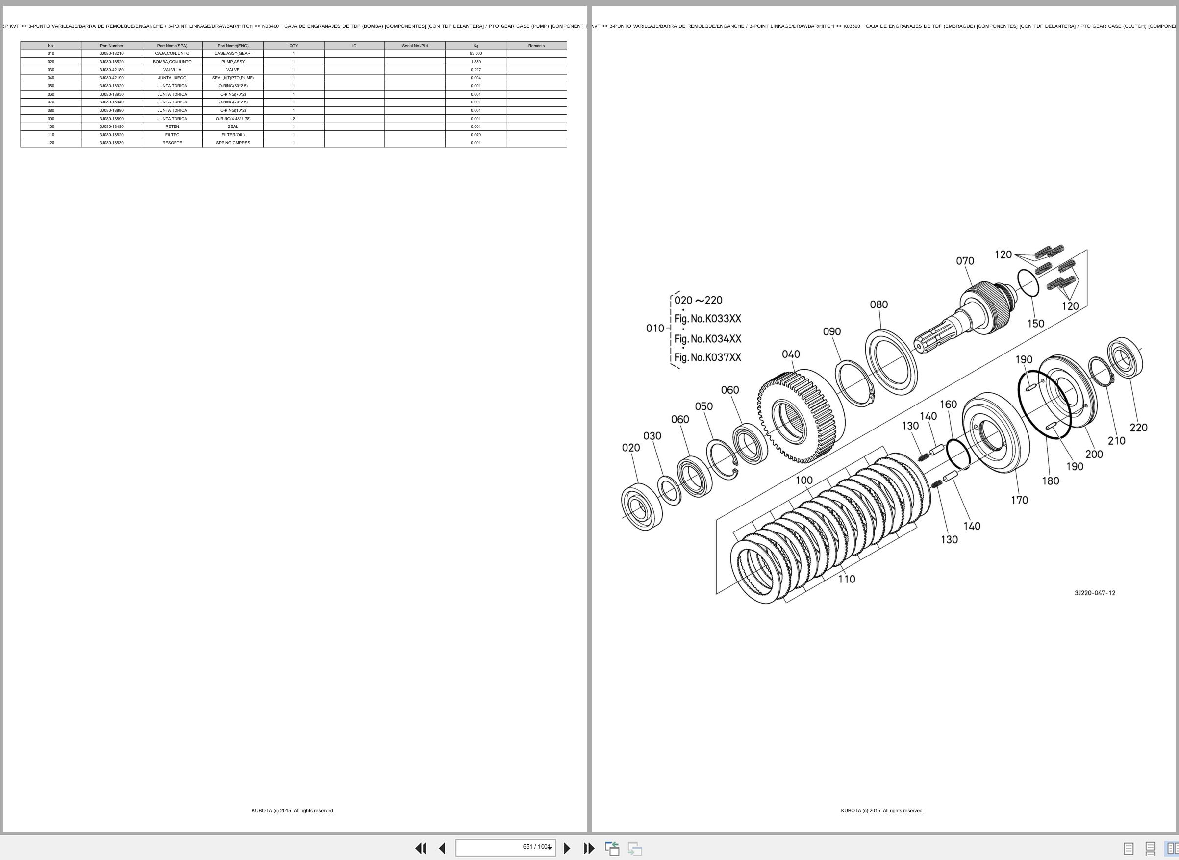 Kubota Tractor M7153P M7153KVT Spare Parts Catalog EN ES (3)