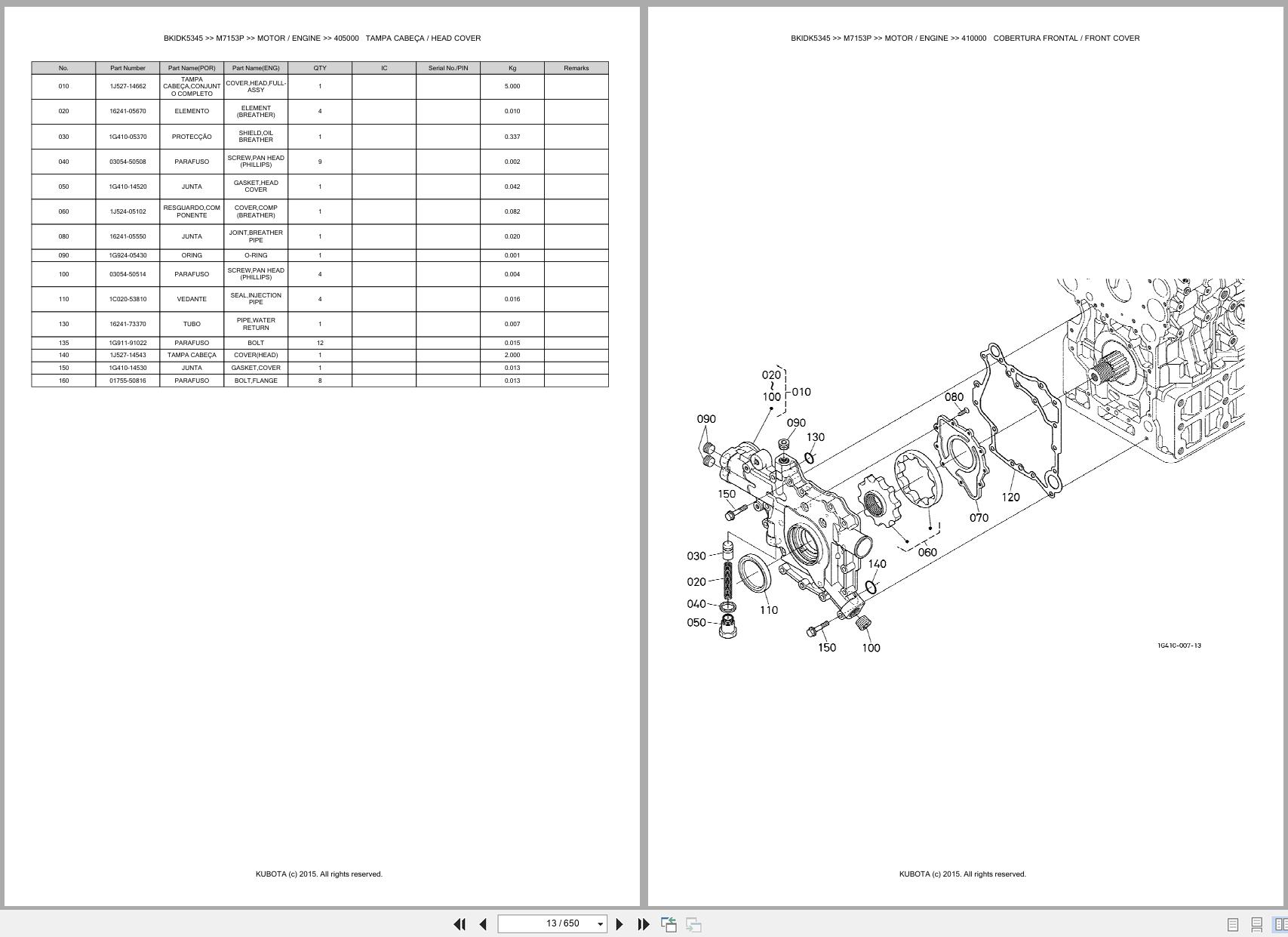 Kubota Tractor M7153P Spare Parts Catalog EN PT (3)