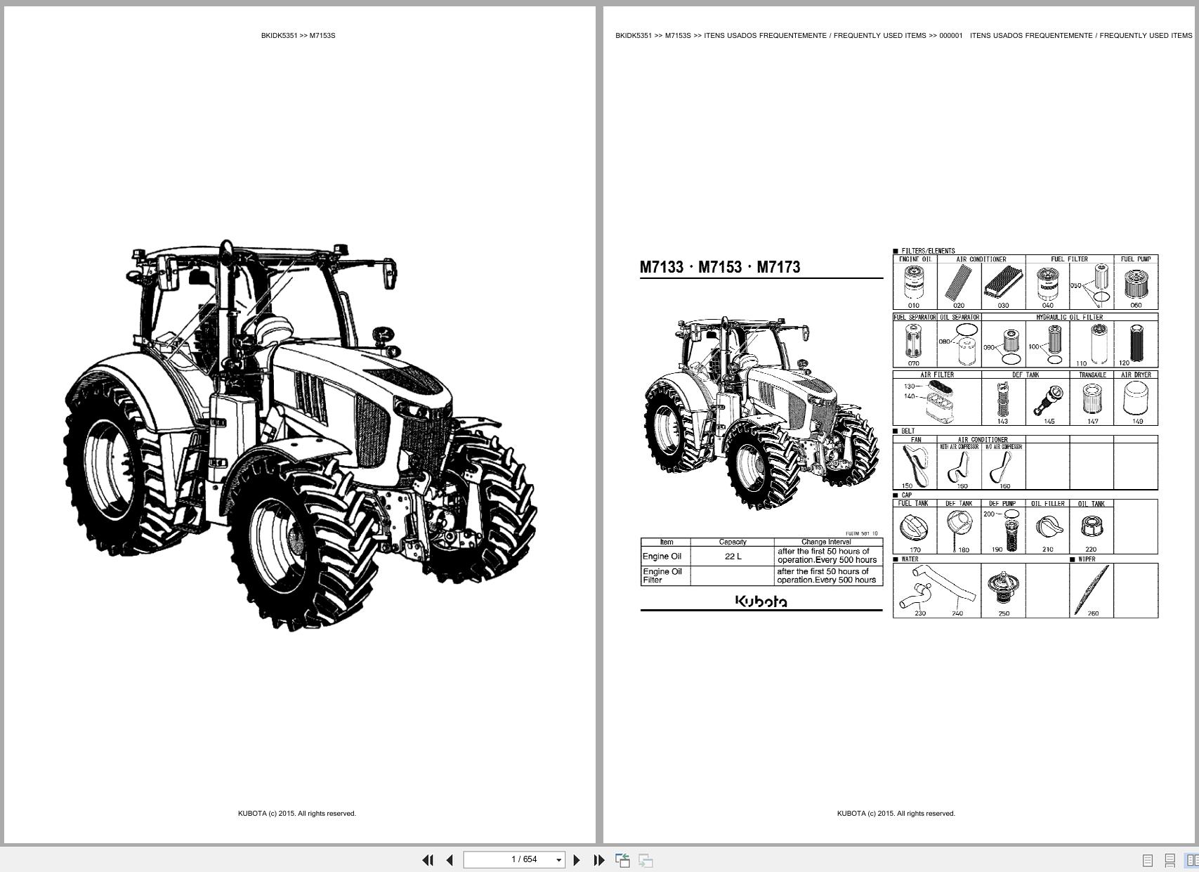 Kubota Tractor M7153S Spare Parts Catalog EN PT (1)