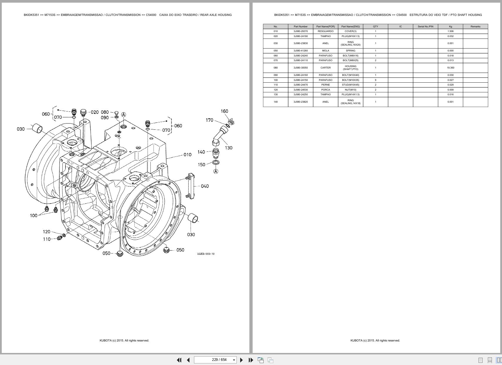 Kubota Tractor M7153S Spare Parts Catalog EN PT (2)